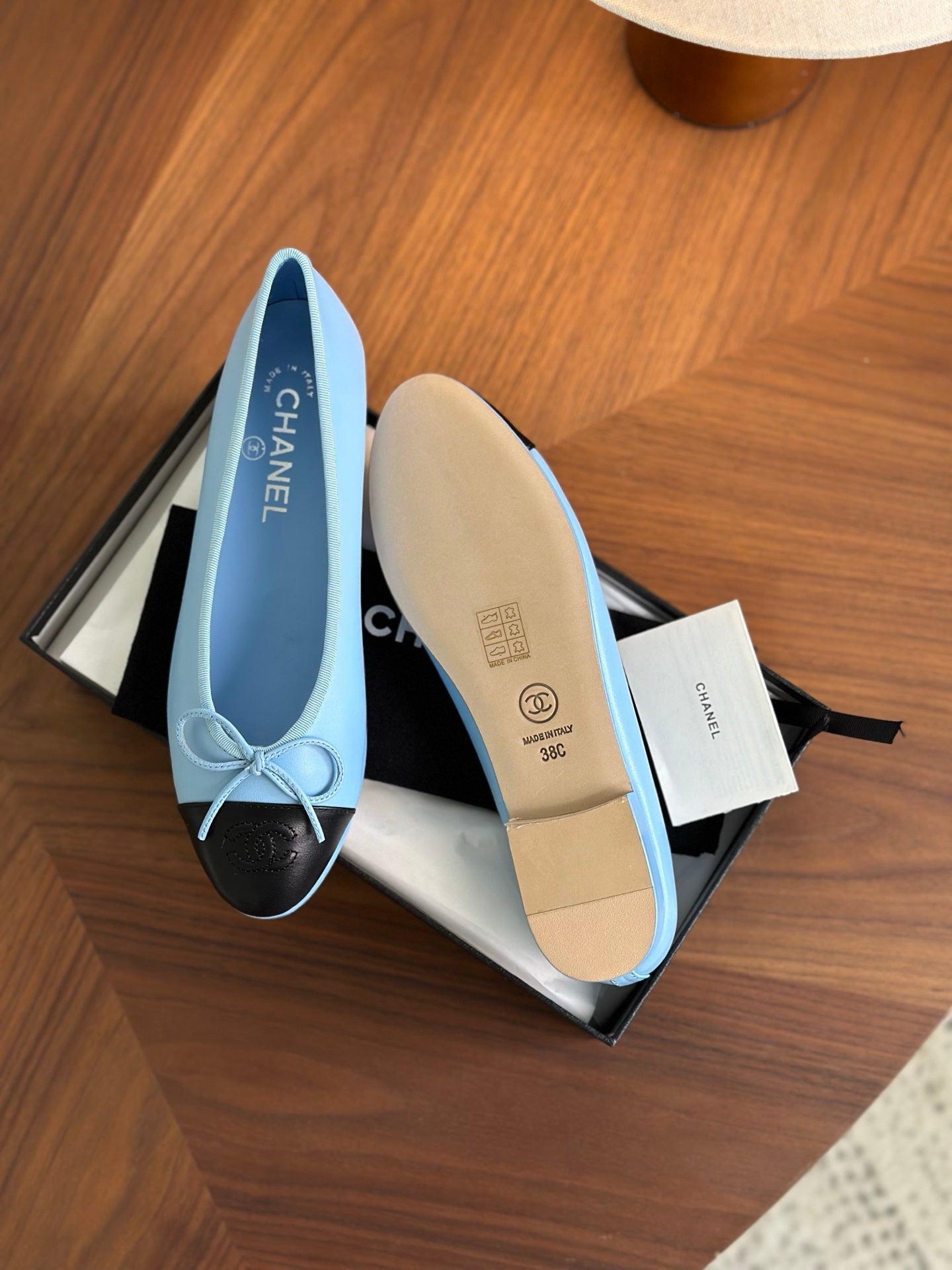 CC 26s Ballet Flat Blue Black Calfskin 938176