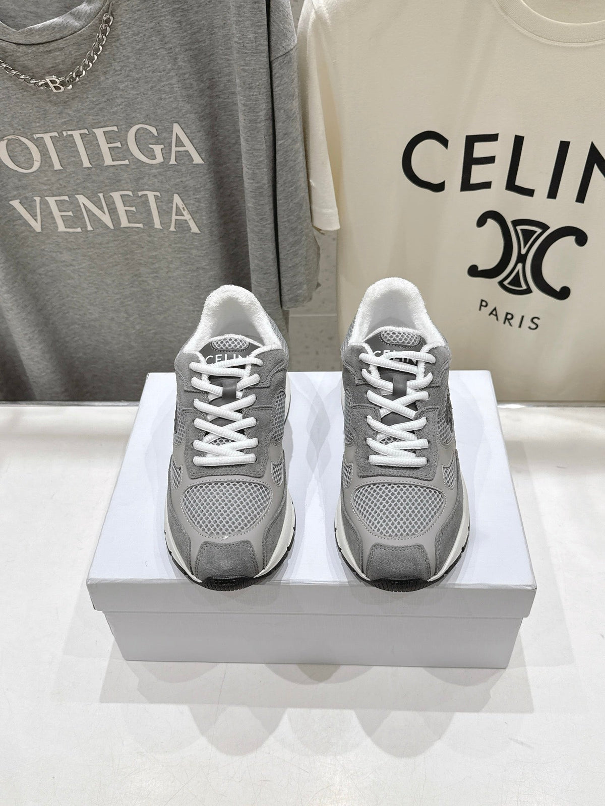 CE 26s Runner Sneakers 4cm Grey Suede Mesh 100143