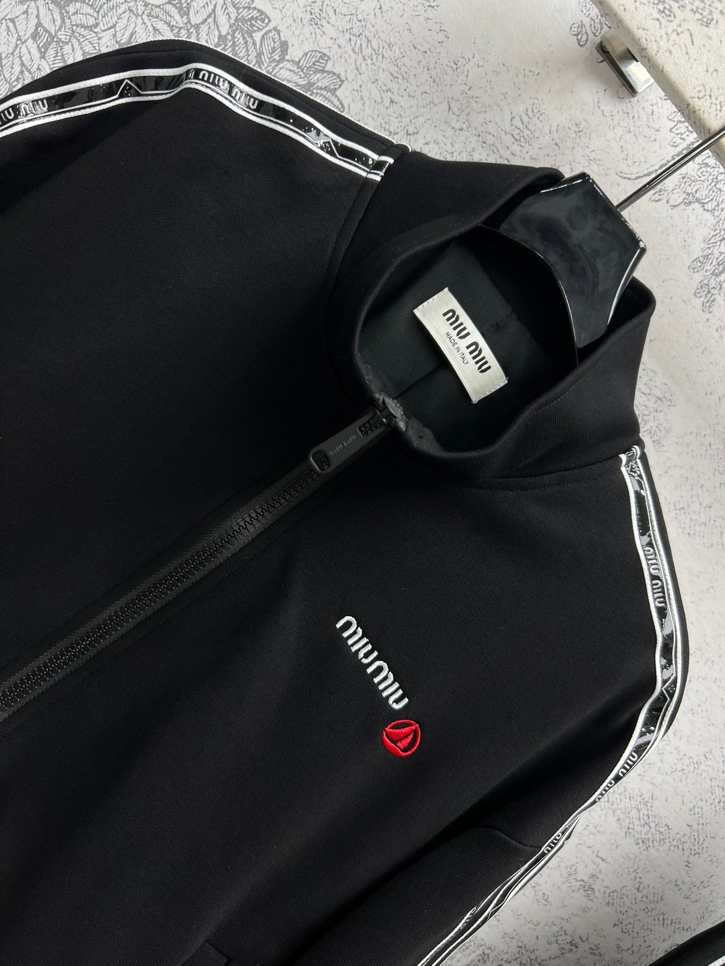 Miu Miu 25 Ribbon Stitching Suits Black Cotton