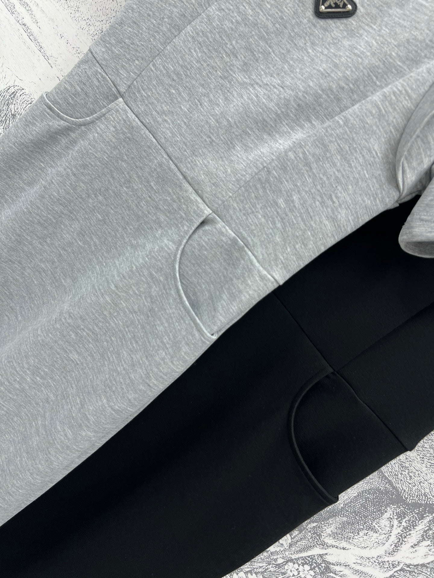 Prada 25 Short-sleeved Dress Black and Gray Cotton