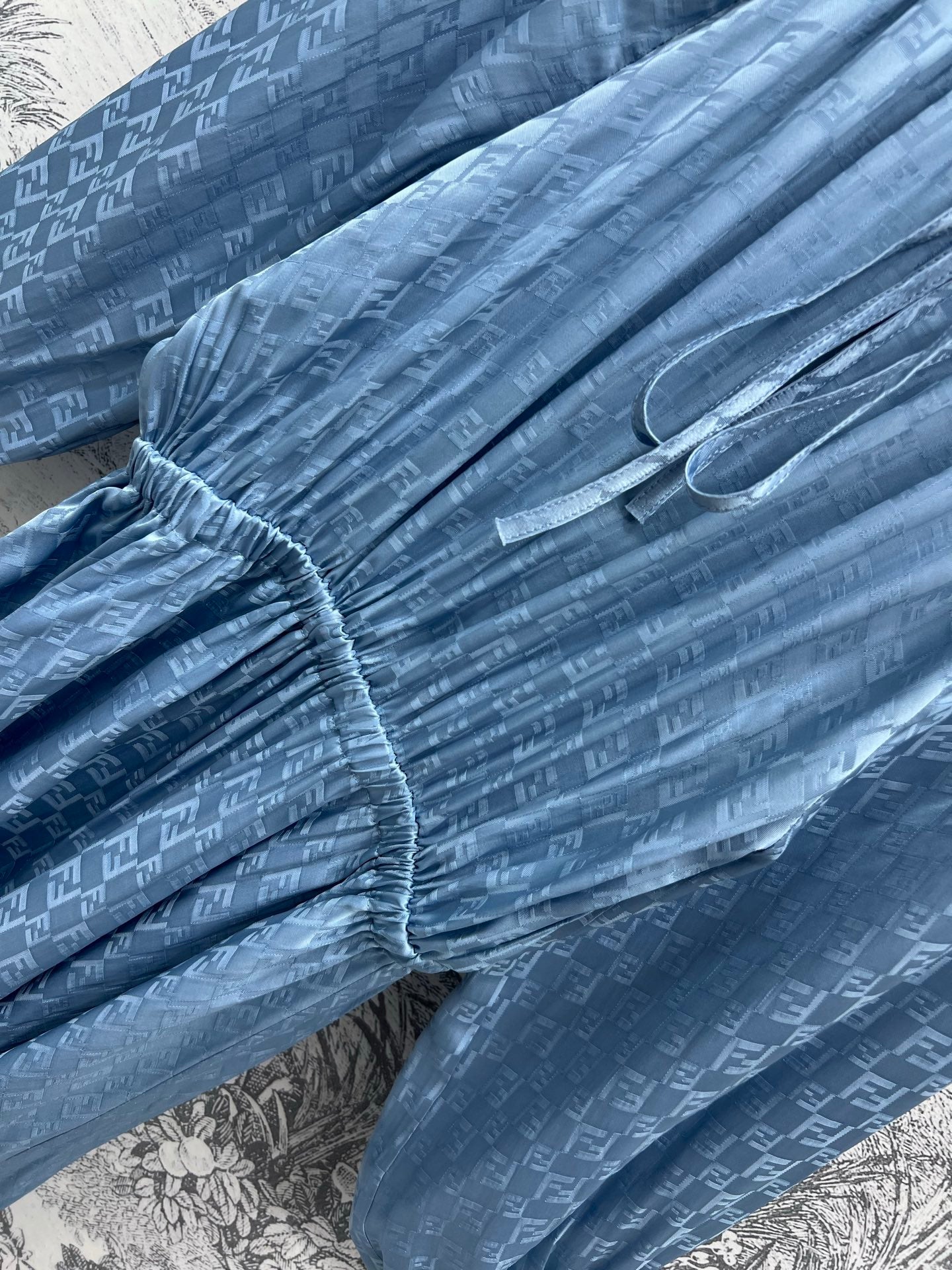 Fendi 25 Long Sleeve Dress Blue Viscose Polyester