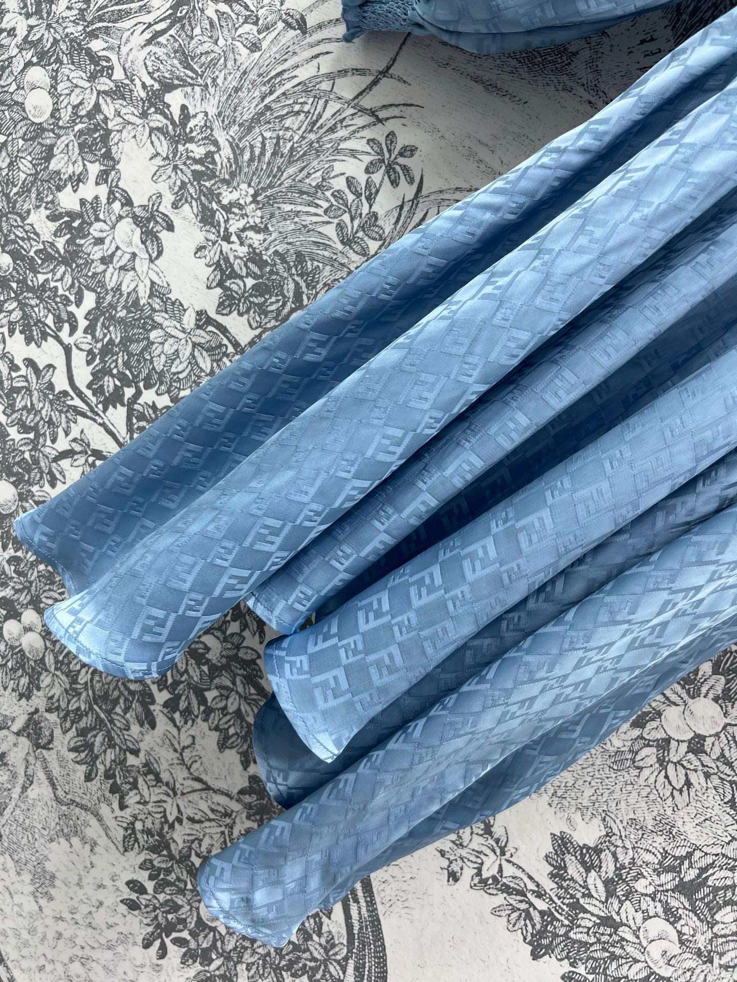 Fendi 25 Long Sleeve Dress Blue Viscose Polyester