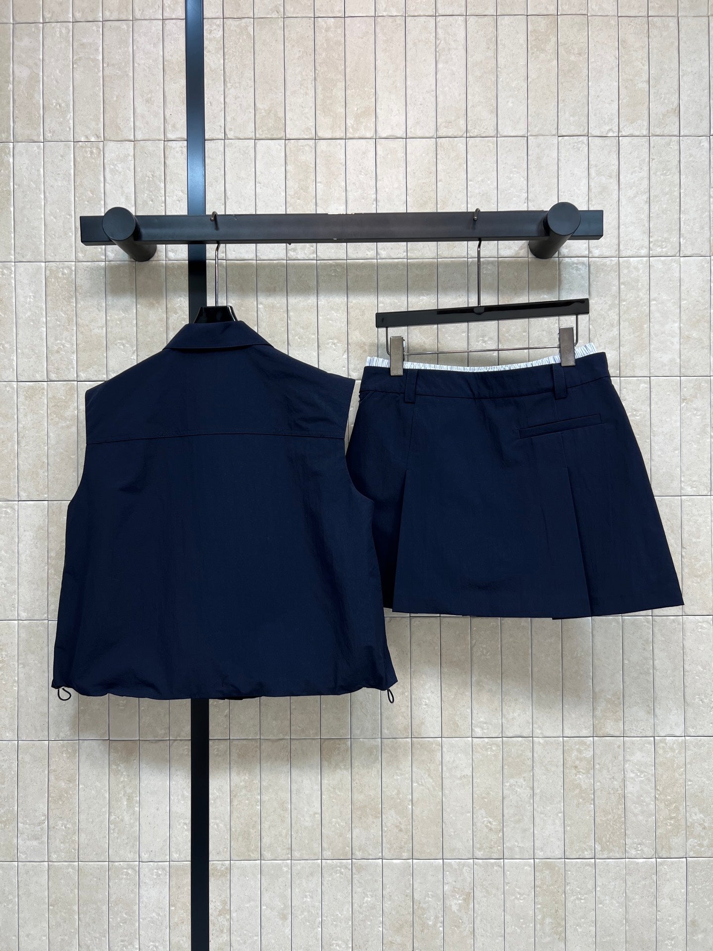 CC 26s Sleeveless Shirt + Shorts Navy Blue Polyester 400736