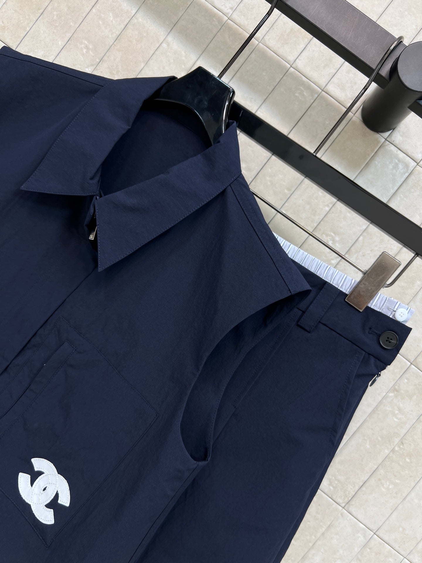 CC 26s Sleeveless Shirt + Shorts Navy Blue Polyester 400736