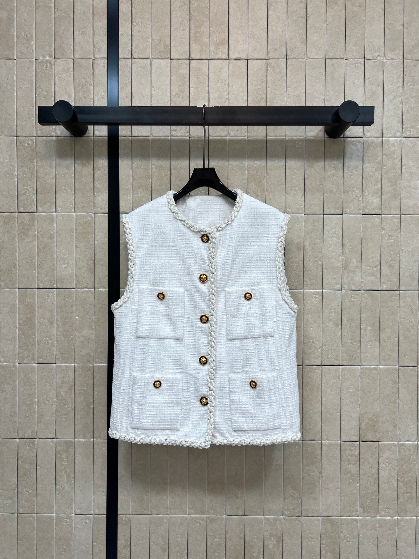 CC 26s Vest White Tweed Cotton 414763