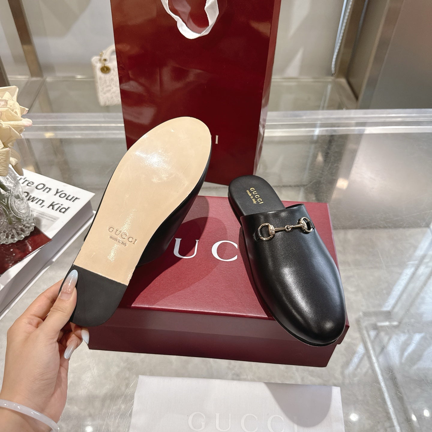 GG 26s Mule With Horsebit Black Sheepskin 664797