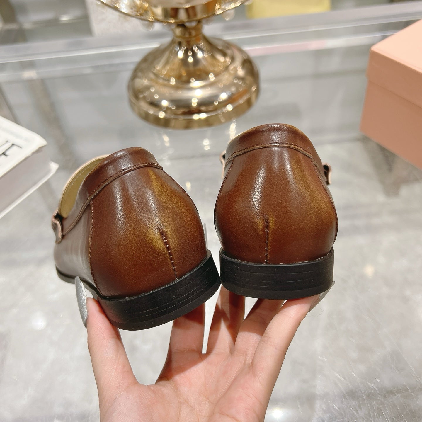 Miu 25C Loafers Coffee Cowhide 235302