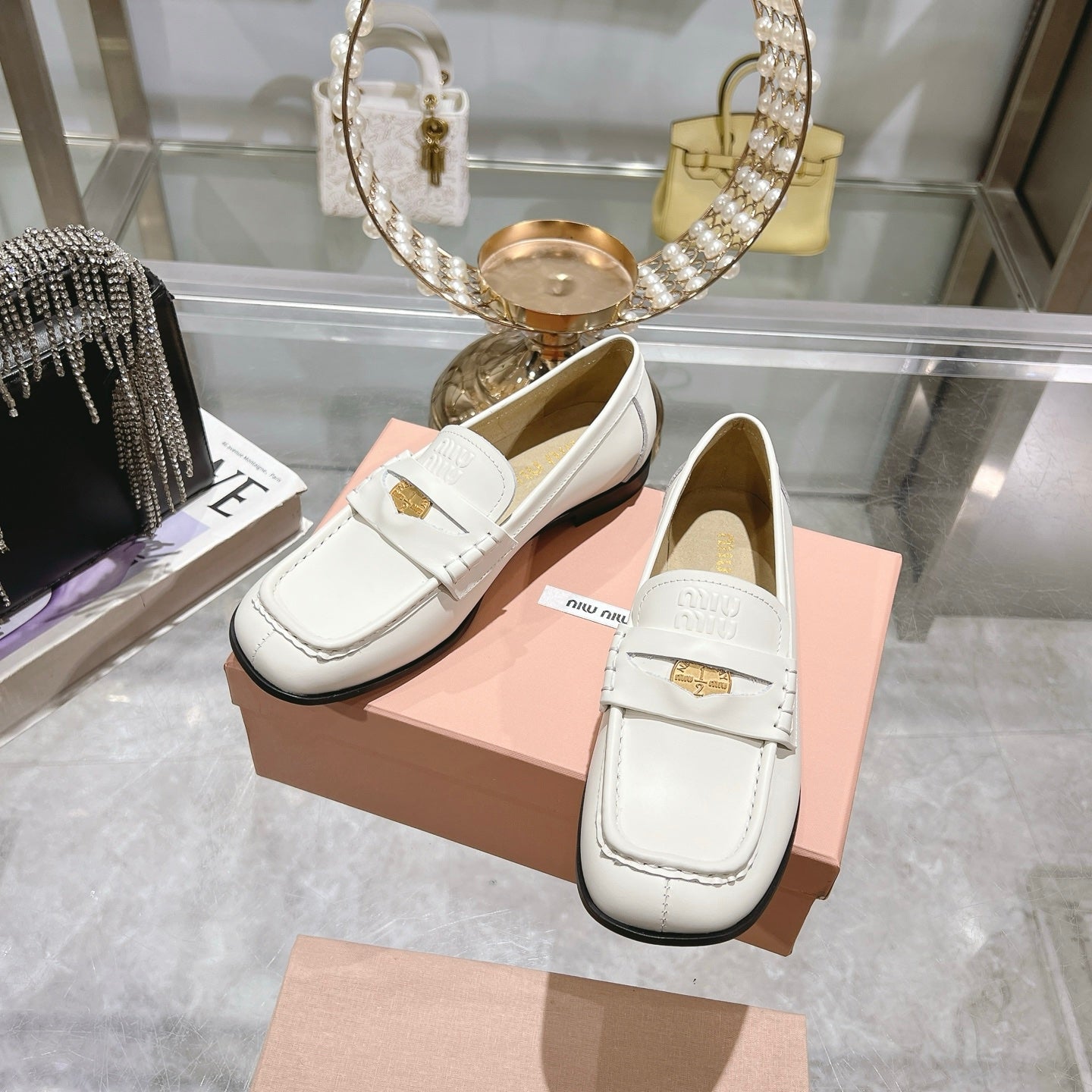 Miu 25C Loafers White Cowhide 235304