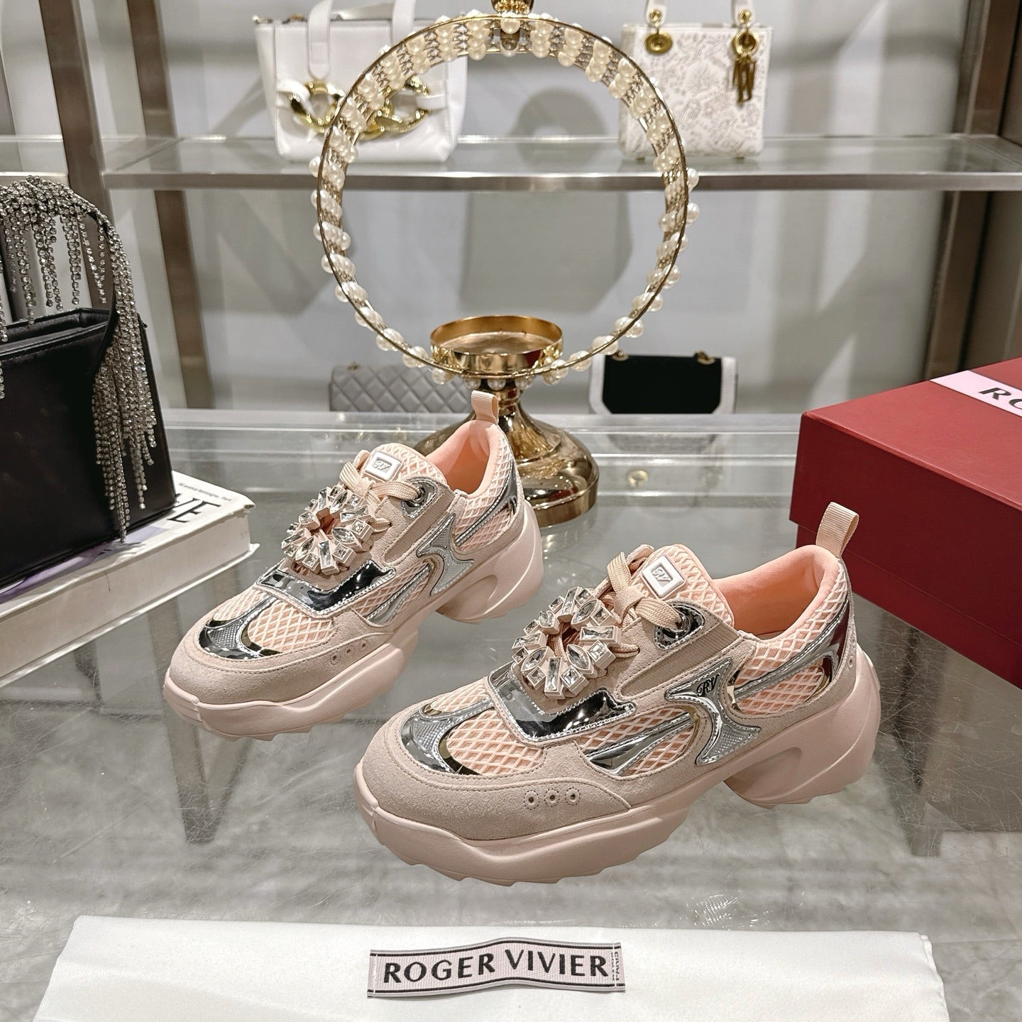 Viv 25 Diamond Sneaker Pink Cowhide Original Imported 235357