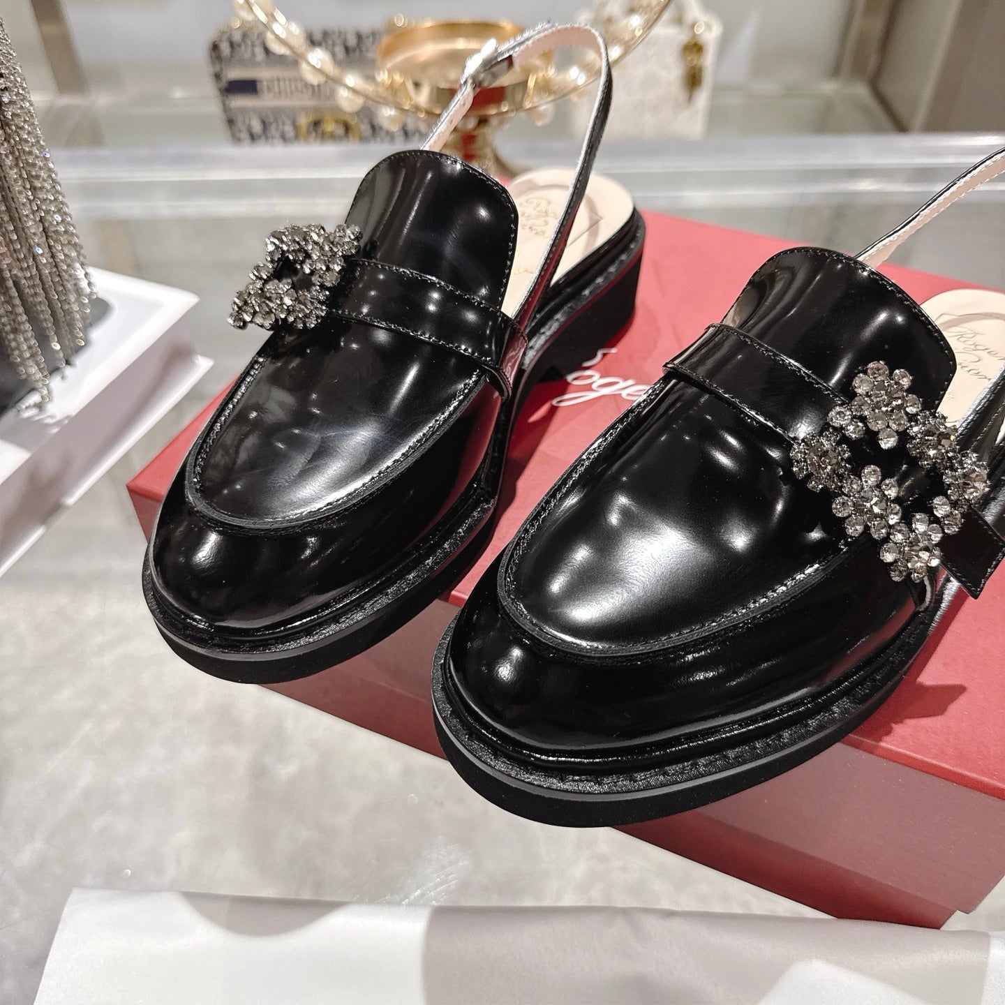 Roger Vivier 26s Viv' Ranger Half Loafer Black Patent Leather 679811