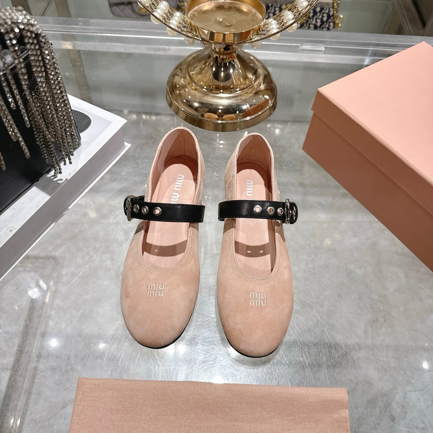 Miu 26s Ballerinas Light Pink Suede 679779