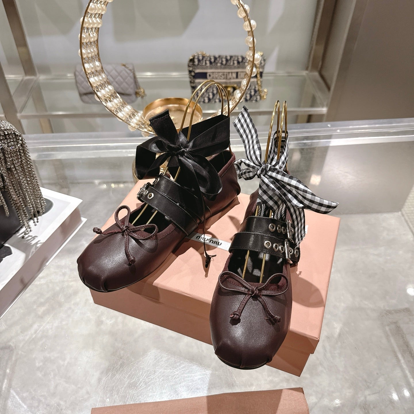 Miu 26s Ballerinas Chocolate Leather 679788