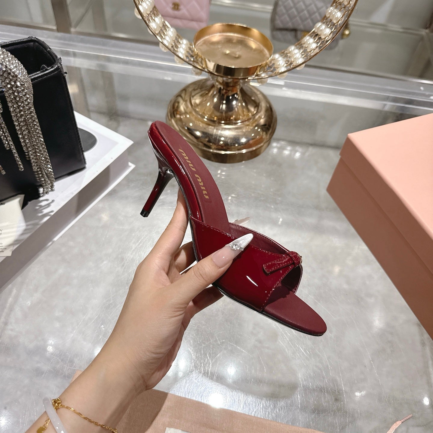 Miu Mules With Buckle Patent Leather 751337