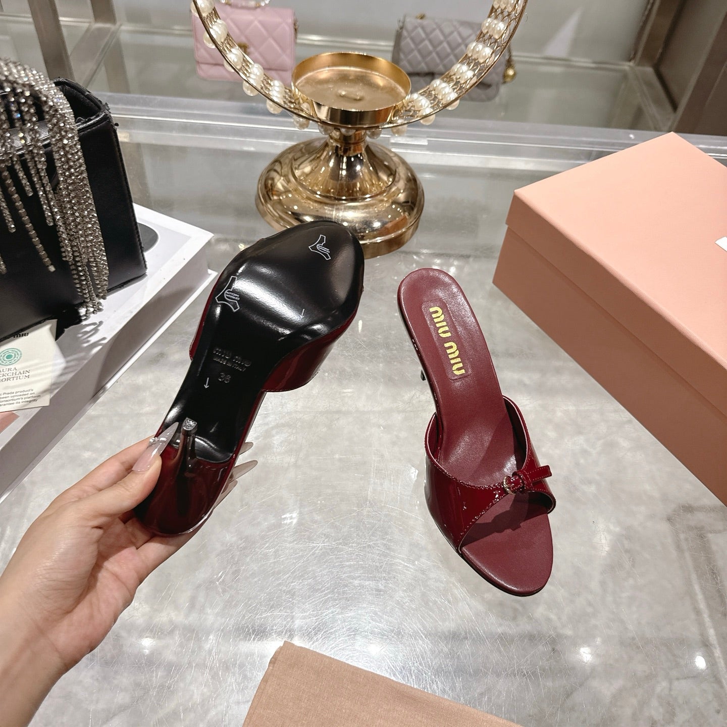 Miu Mules With Buckle Patent Leather 751337