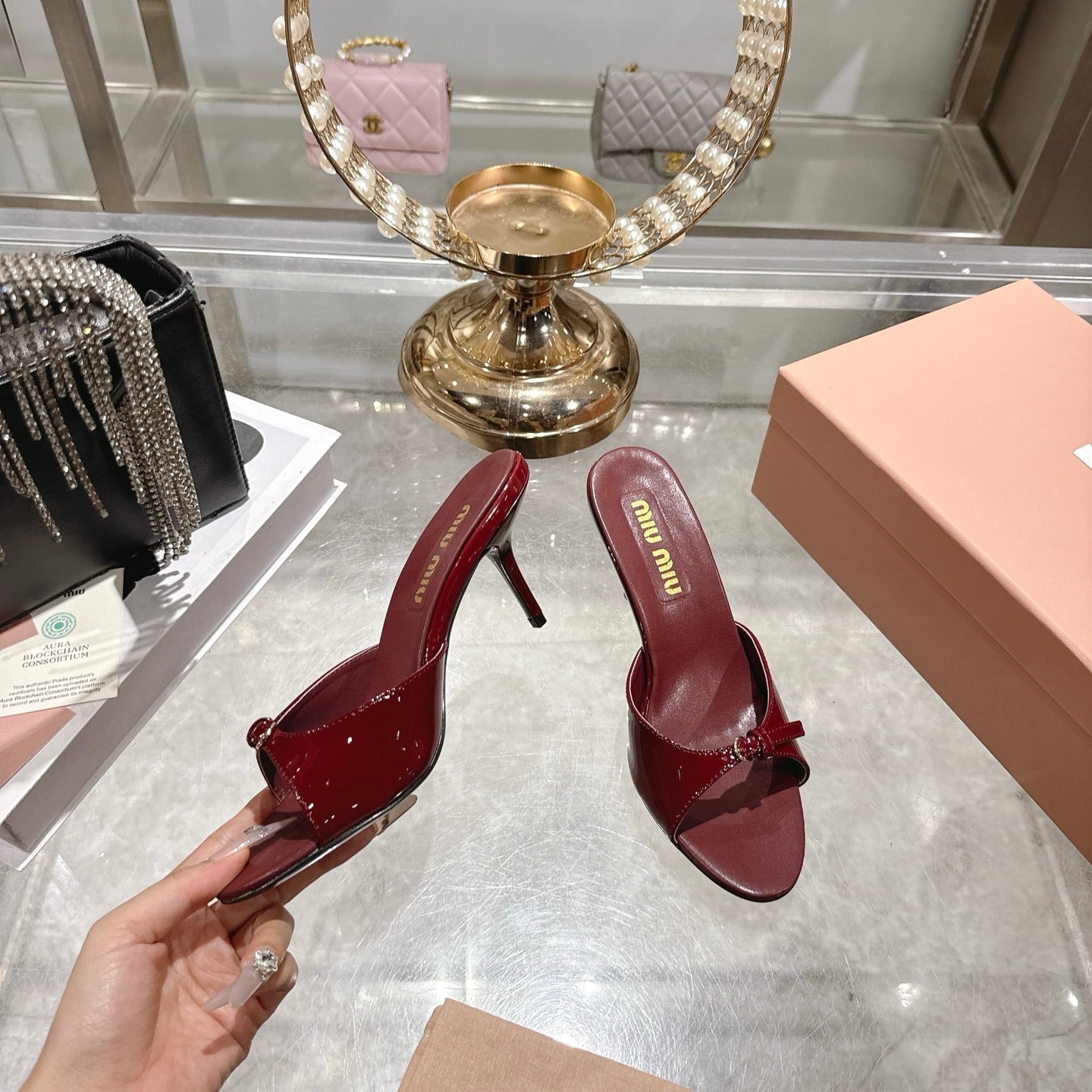 Miu Mules With Buckle Patent Leather 751337