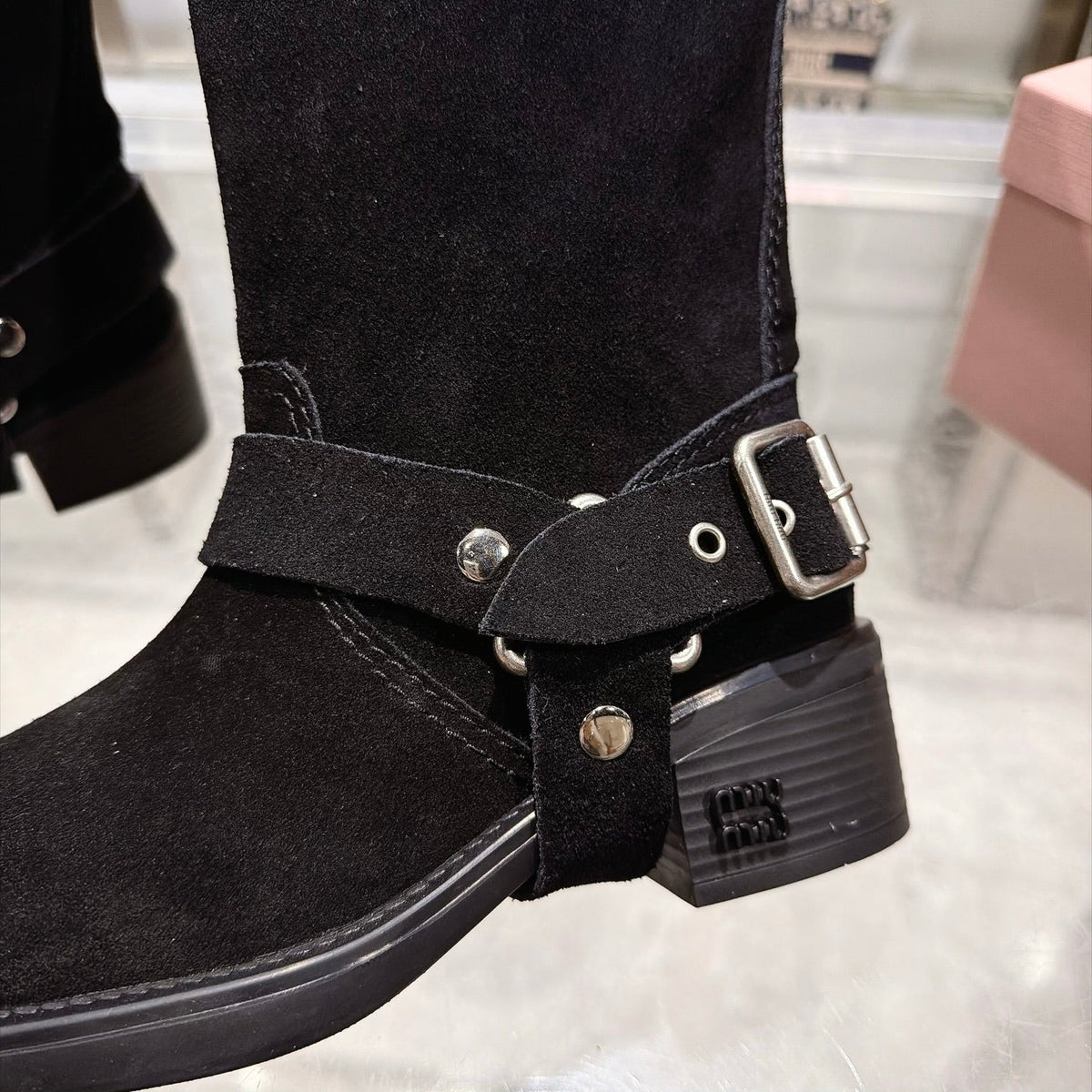 Miumiu 2026 Mid-Calf Boots Black Suede 190445