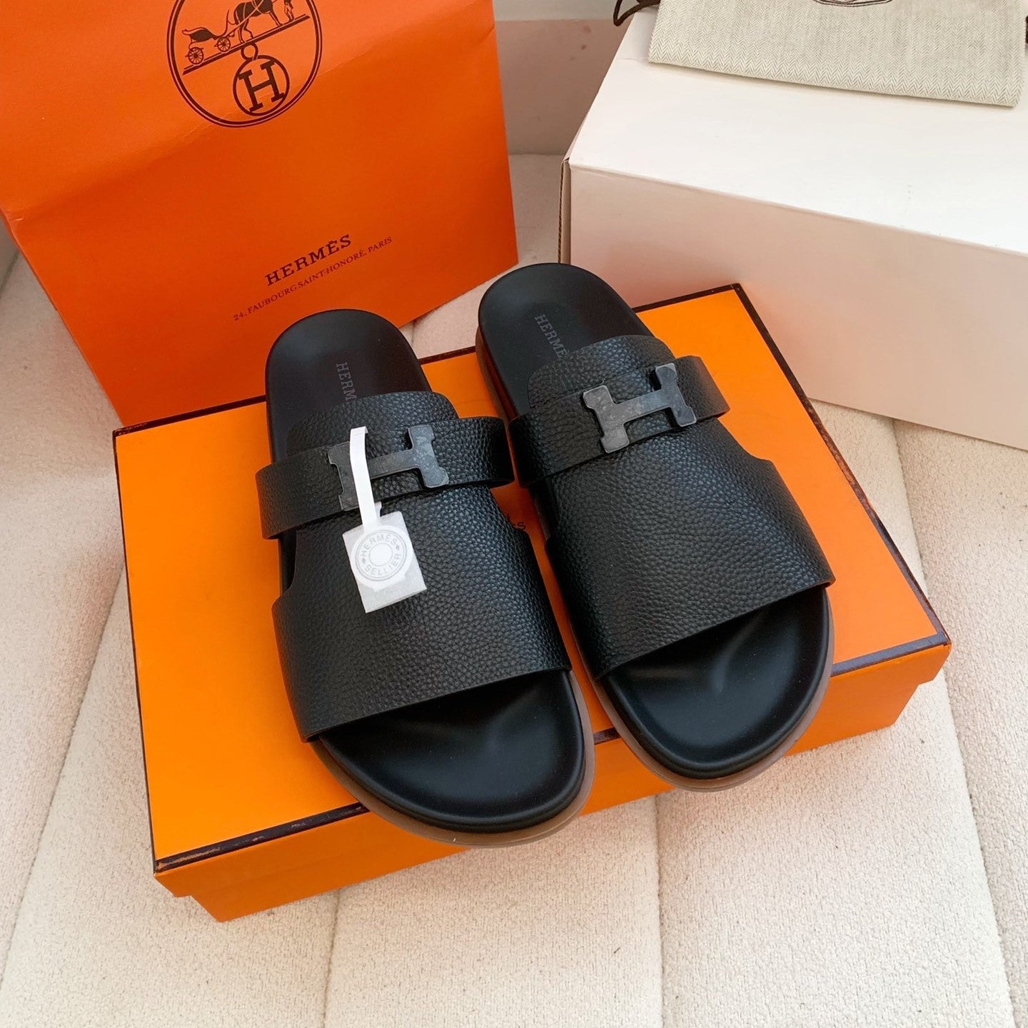 HM Men Jaures Sandal Black Cowhide 614861