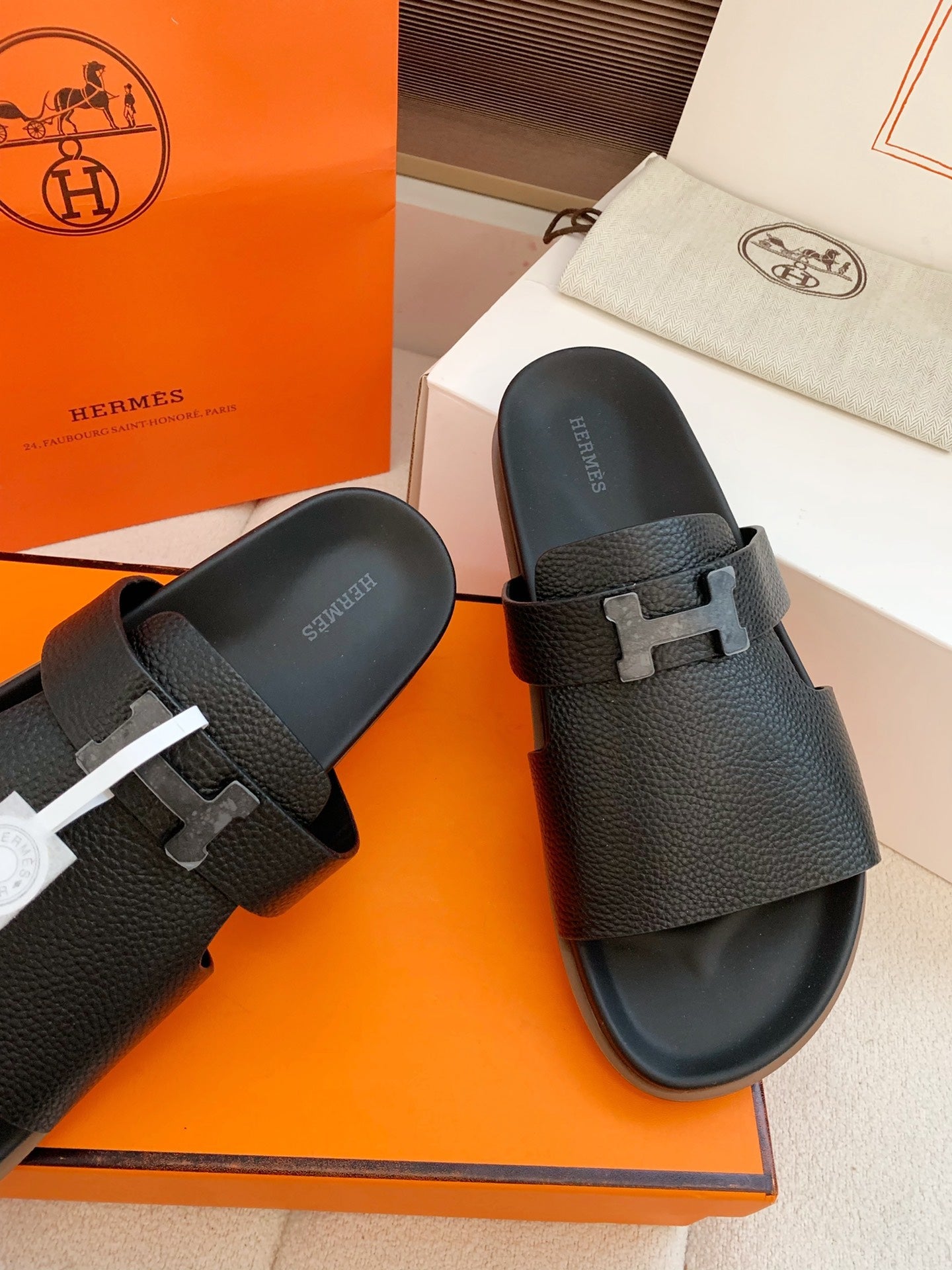 HM Men Jaures Sandal Black Cowhide 614861