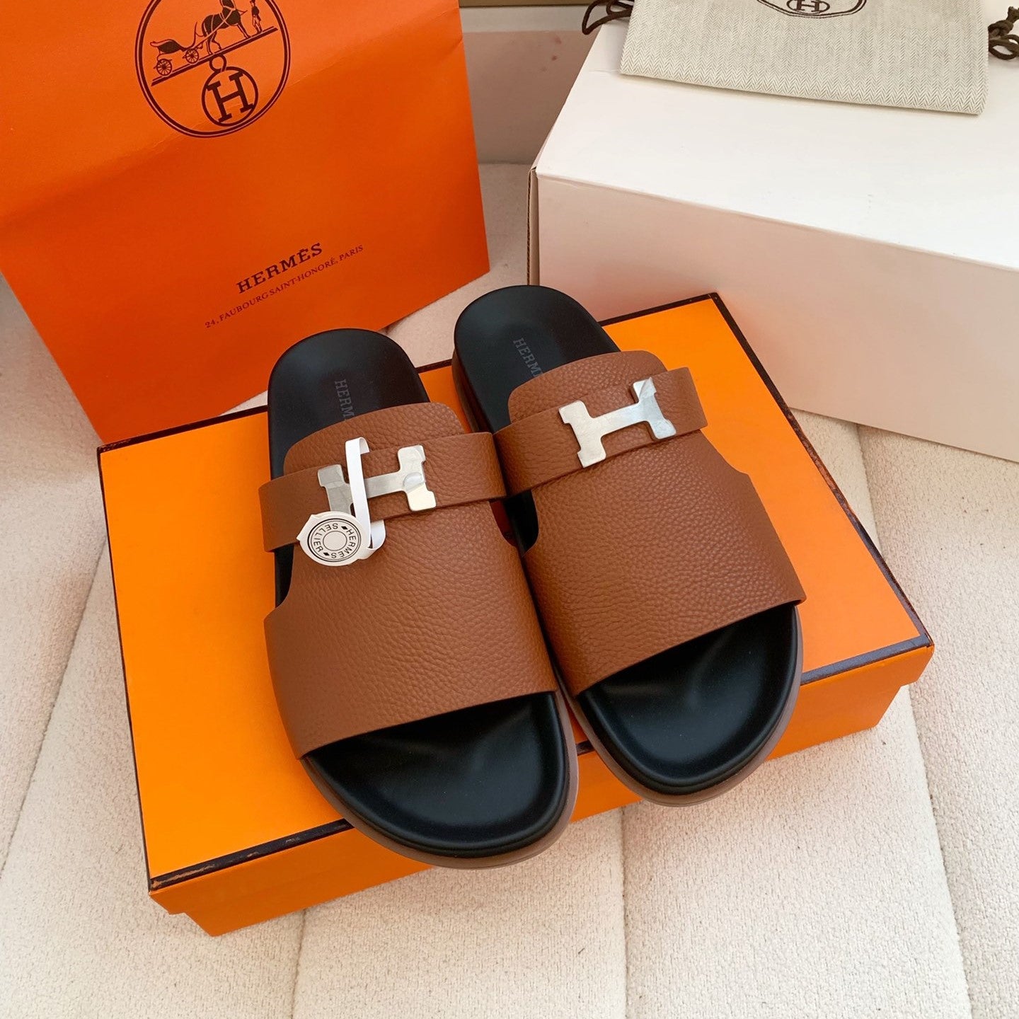 HM Men Jaures Sandal Brown Black Cowhide 614867