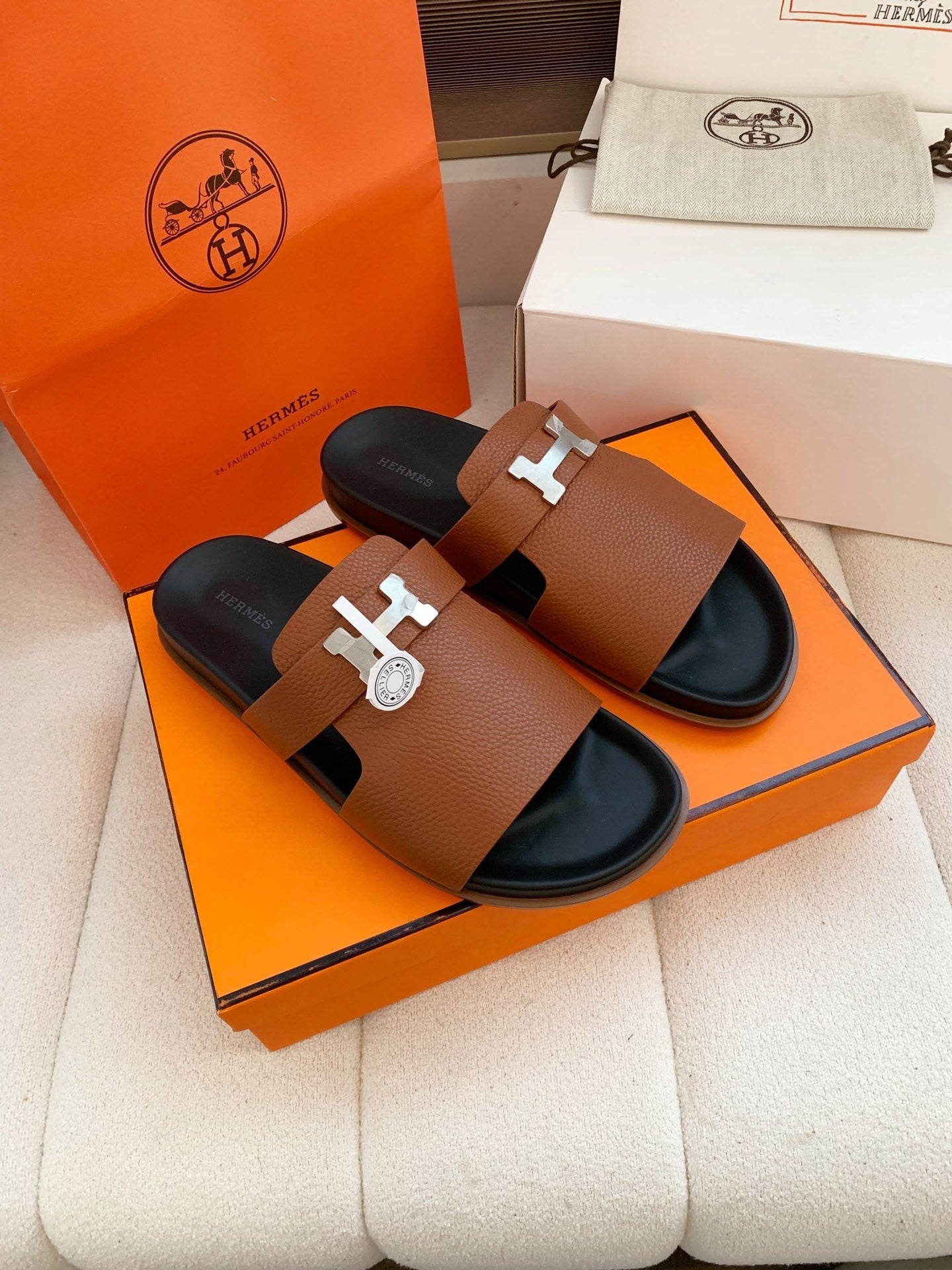 HM Men Jaures Sandal Brown Black Cowhide 614867