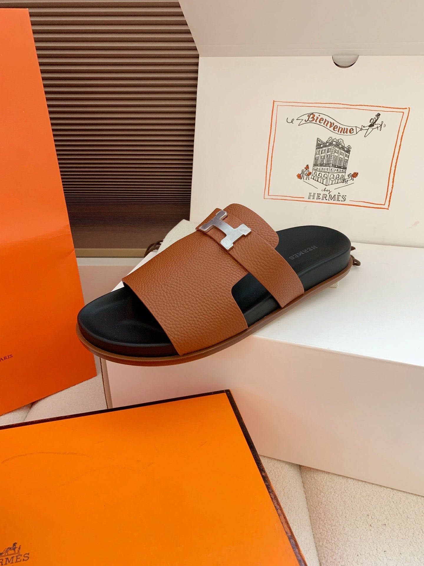 HM Men Jaures Sandal Brown Black Cowhide 614867
