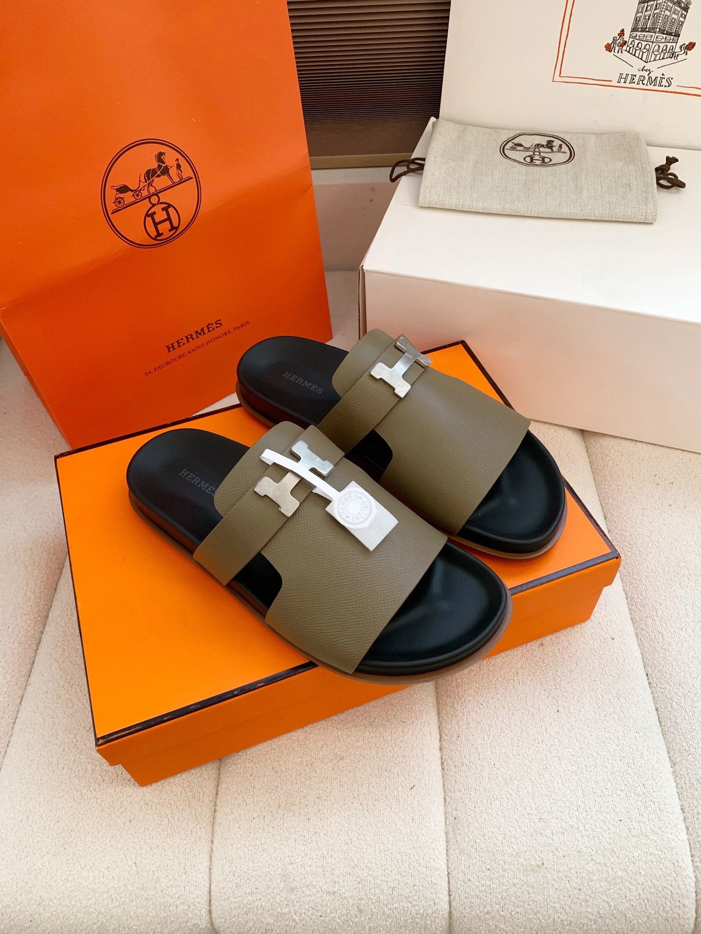 HM Men Jaures Sandal Taupe Black Cowhide 614864