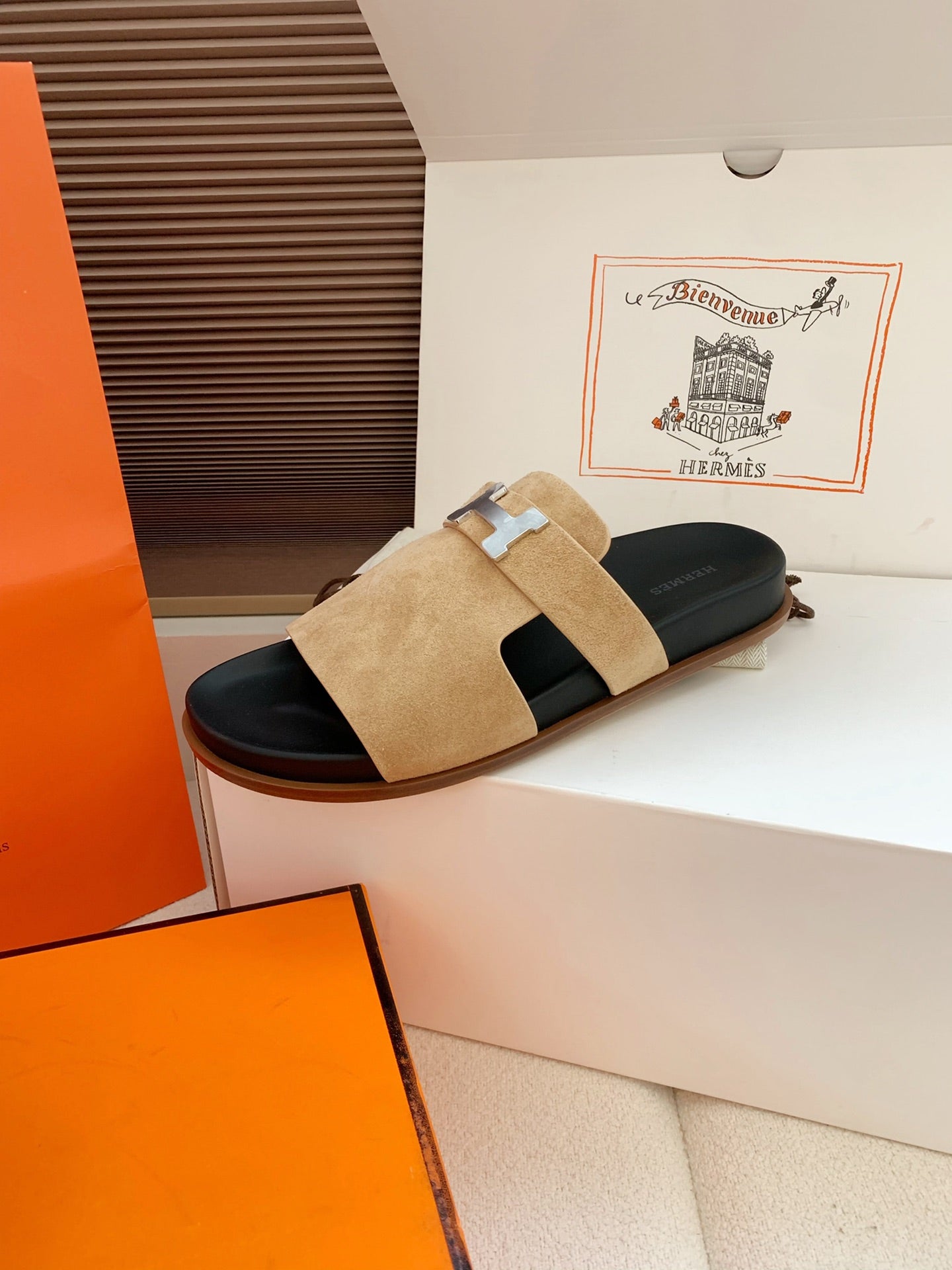 HM Men Jaures Sandal Light Brown Black Suede 614866