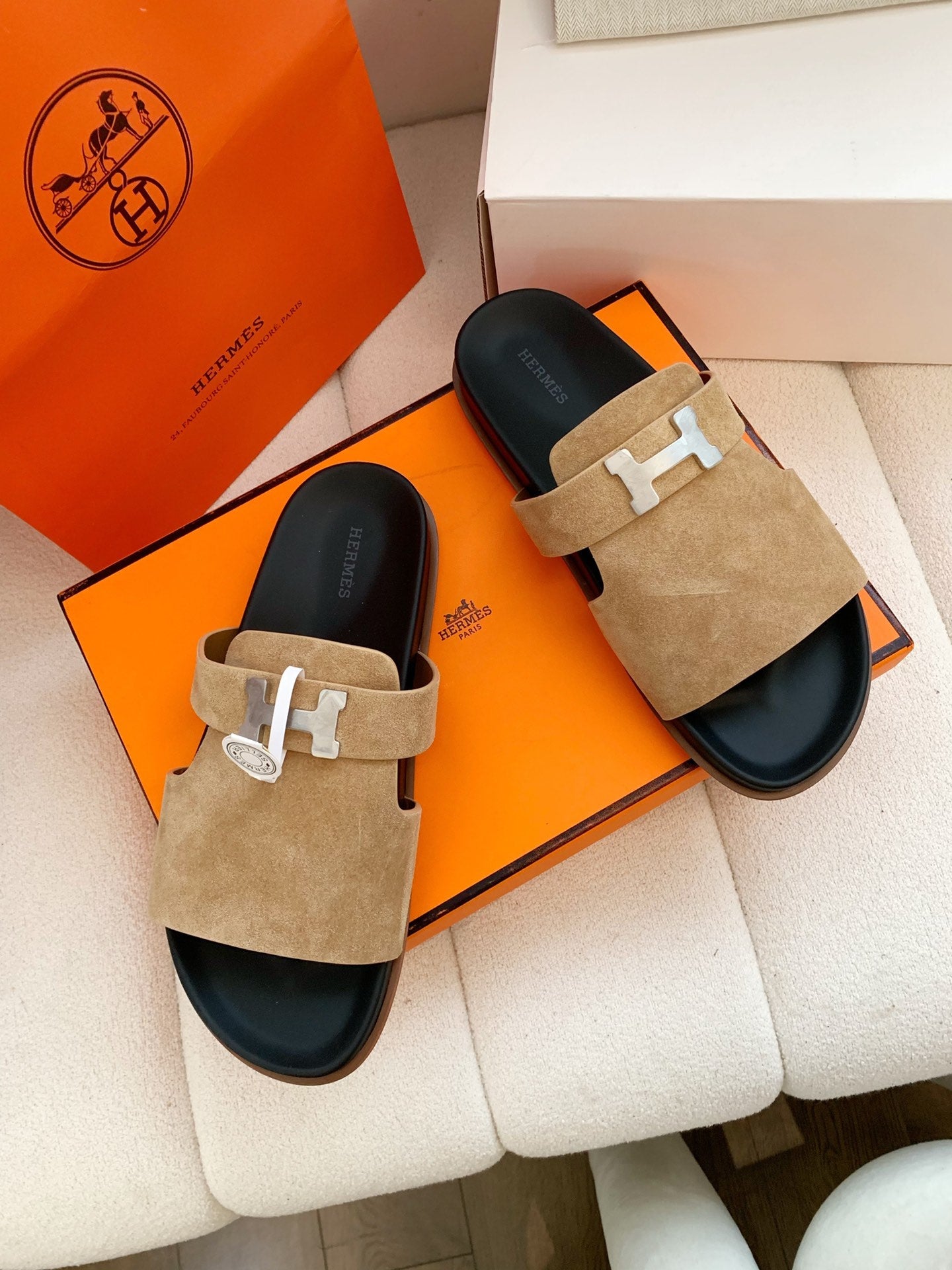 HM Men Jaures Sandal Light Brown Black Suede 614866