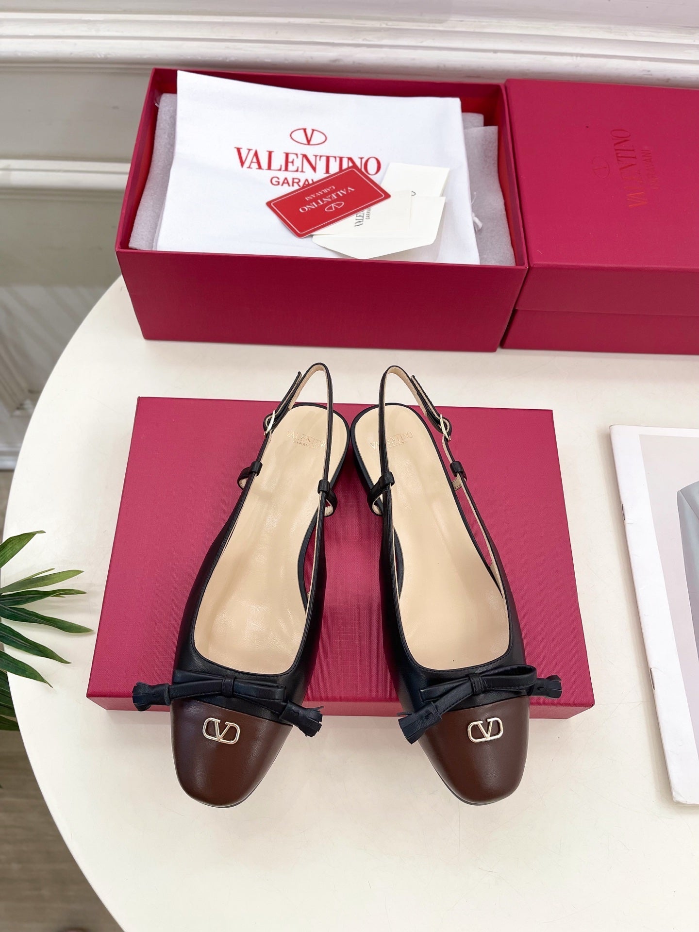 Valet Du Roi Slingback Pumps 20mm Black Brown Goatskin 307481