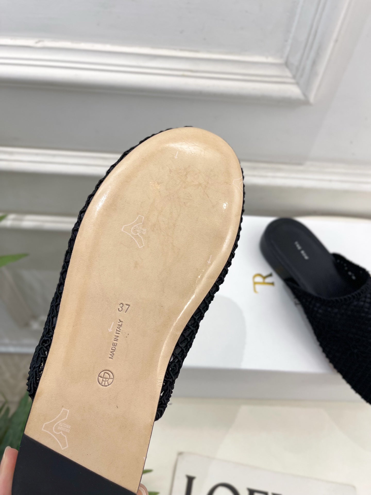 The Row Slide Mules Black Mesh And Sheepskin 325555