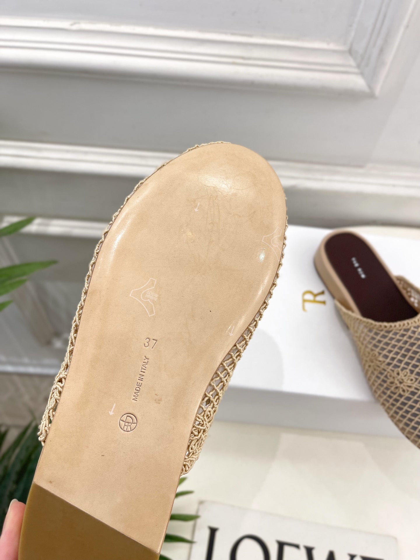 The Row Slide Mules 25mm Beige Mesh And Sheepskin 325557
