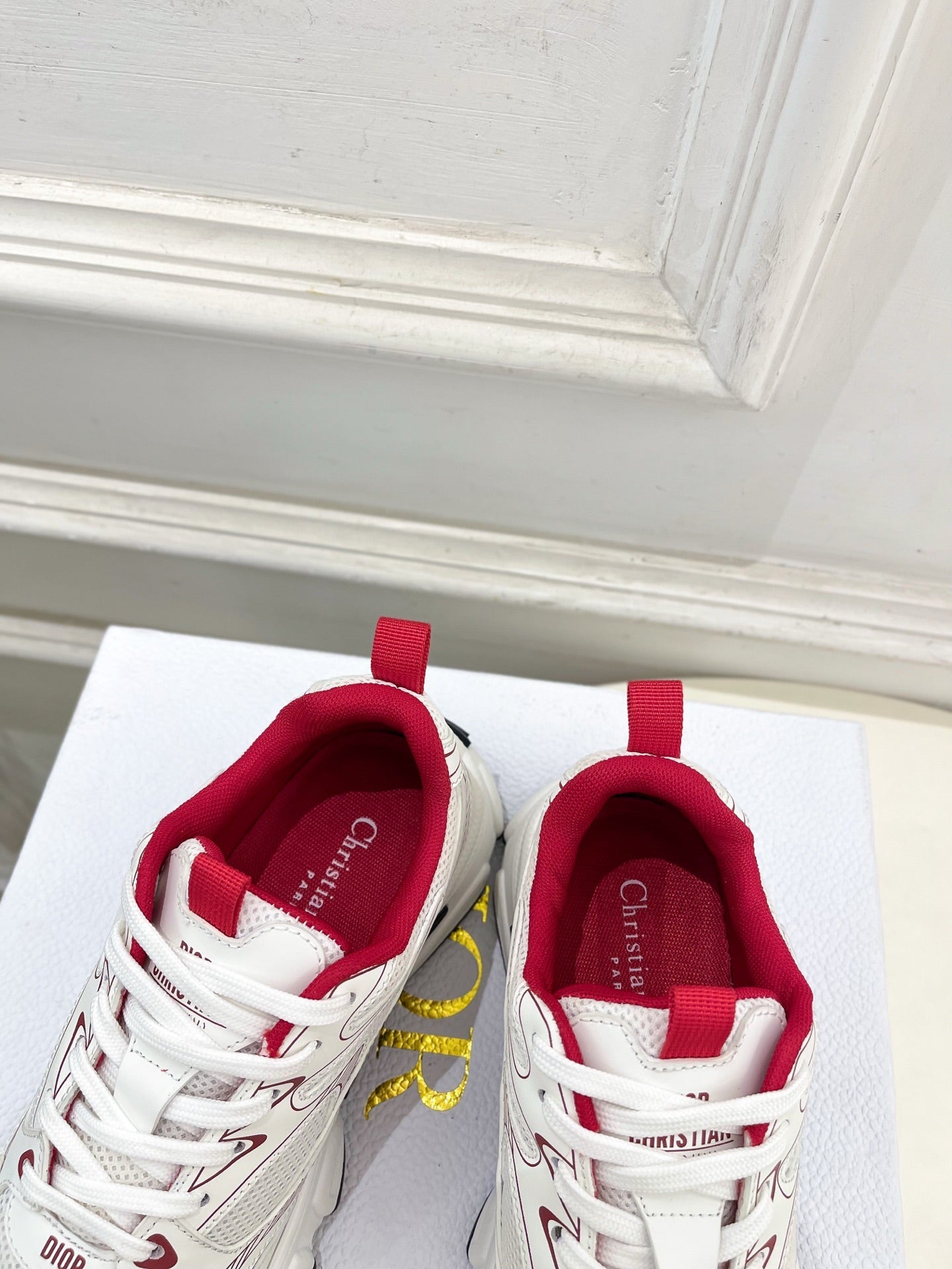 CD SS26 B30 Sneakers White Red Cowhide Mesh 631931