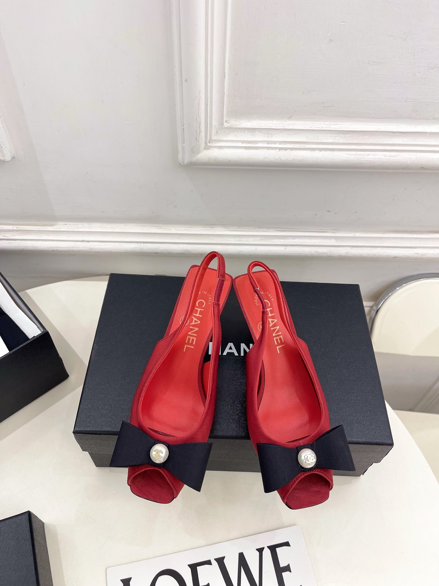 CC 26s Classic Toe High-Heeled Sandals 5.5cm Red Black Canvas 891634