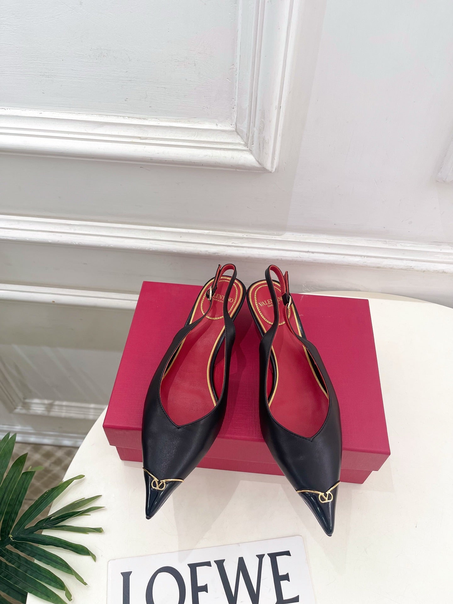 VLogo Heartip Slingback 3.5cm Black Sheepskin 947337