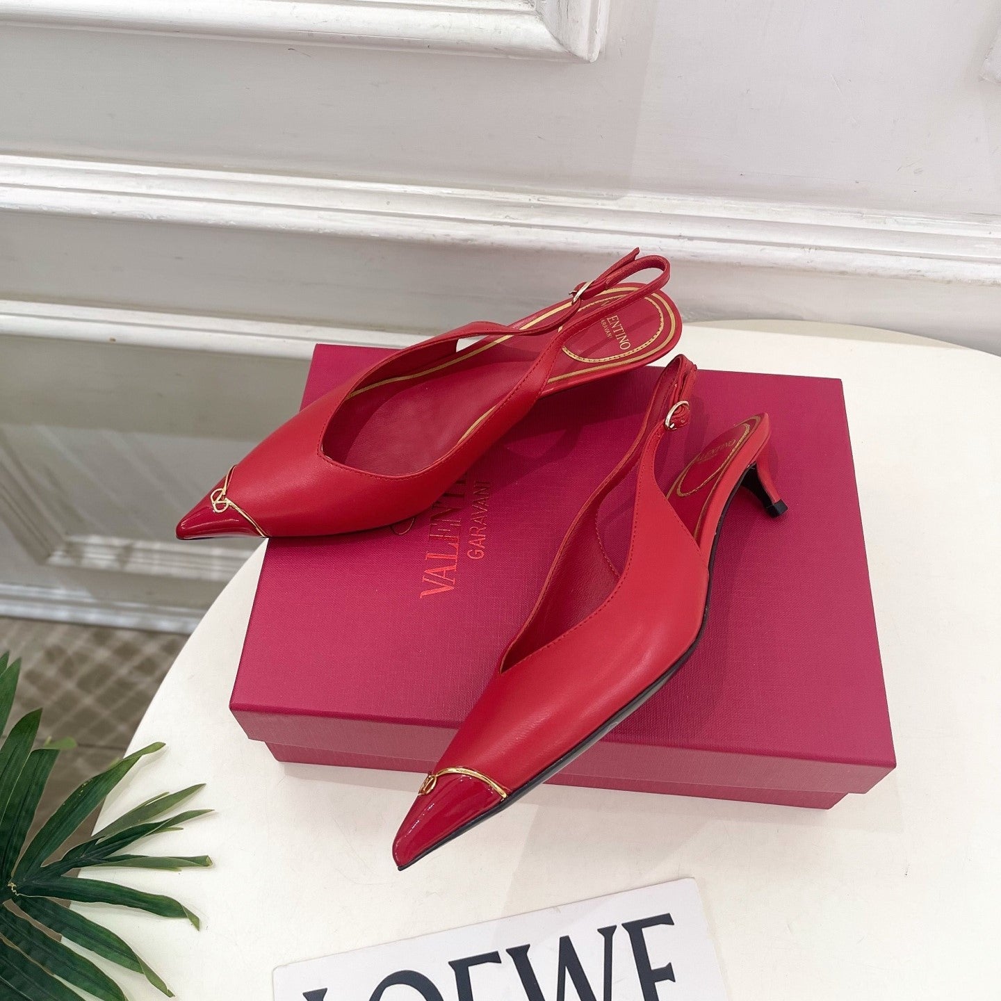 VLogo Heartip Slingback 3.5cm Red Sheepskin 947339