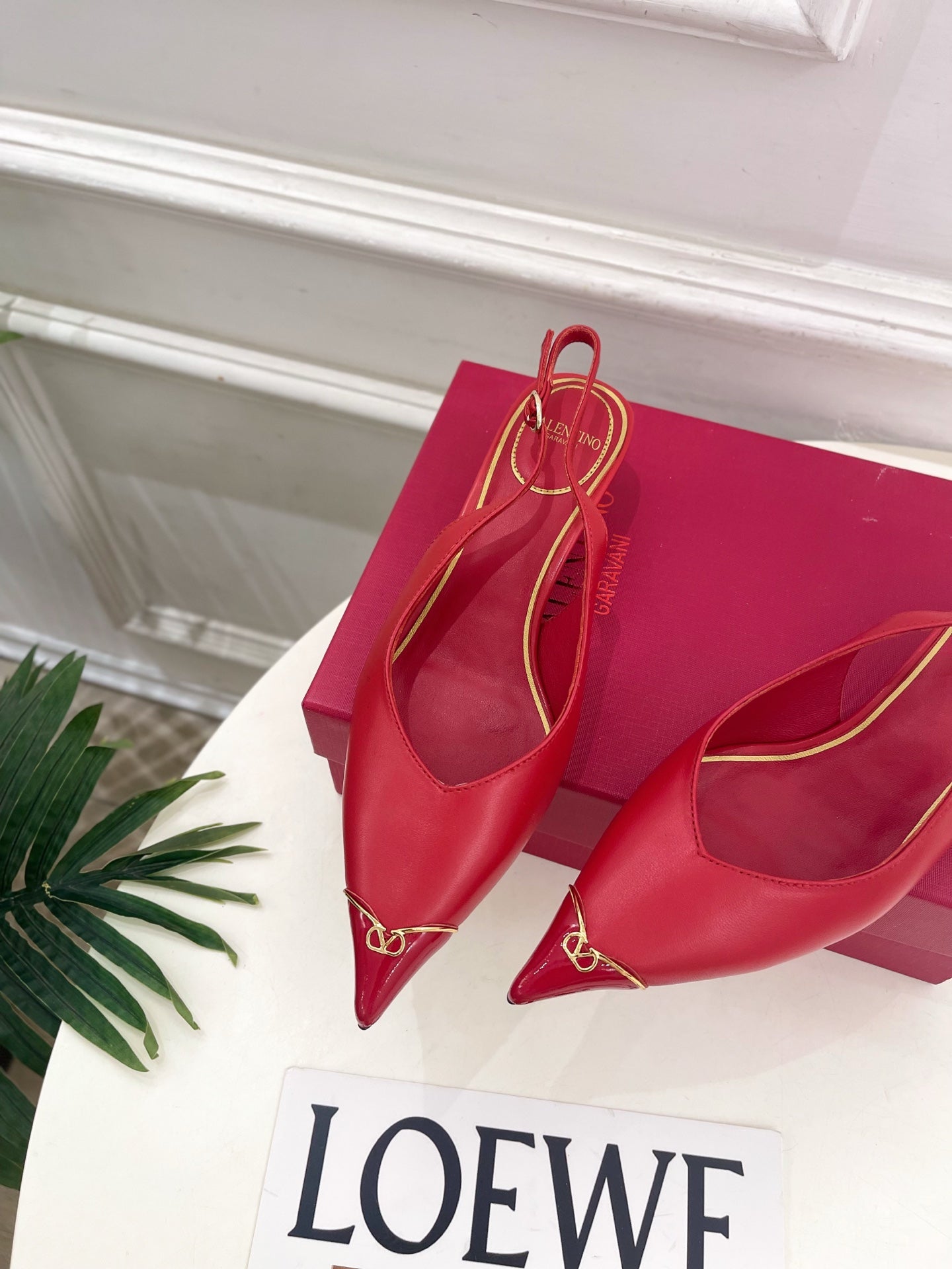 VLogo Heartip Slingback 3.5cm Red Sheepskin 947339