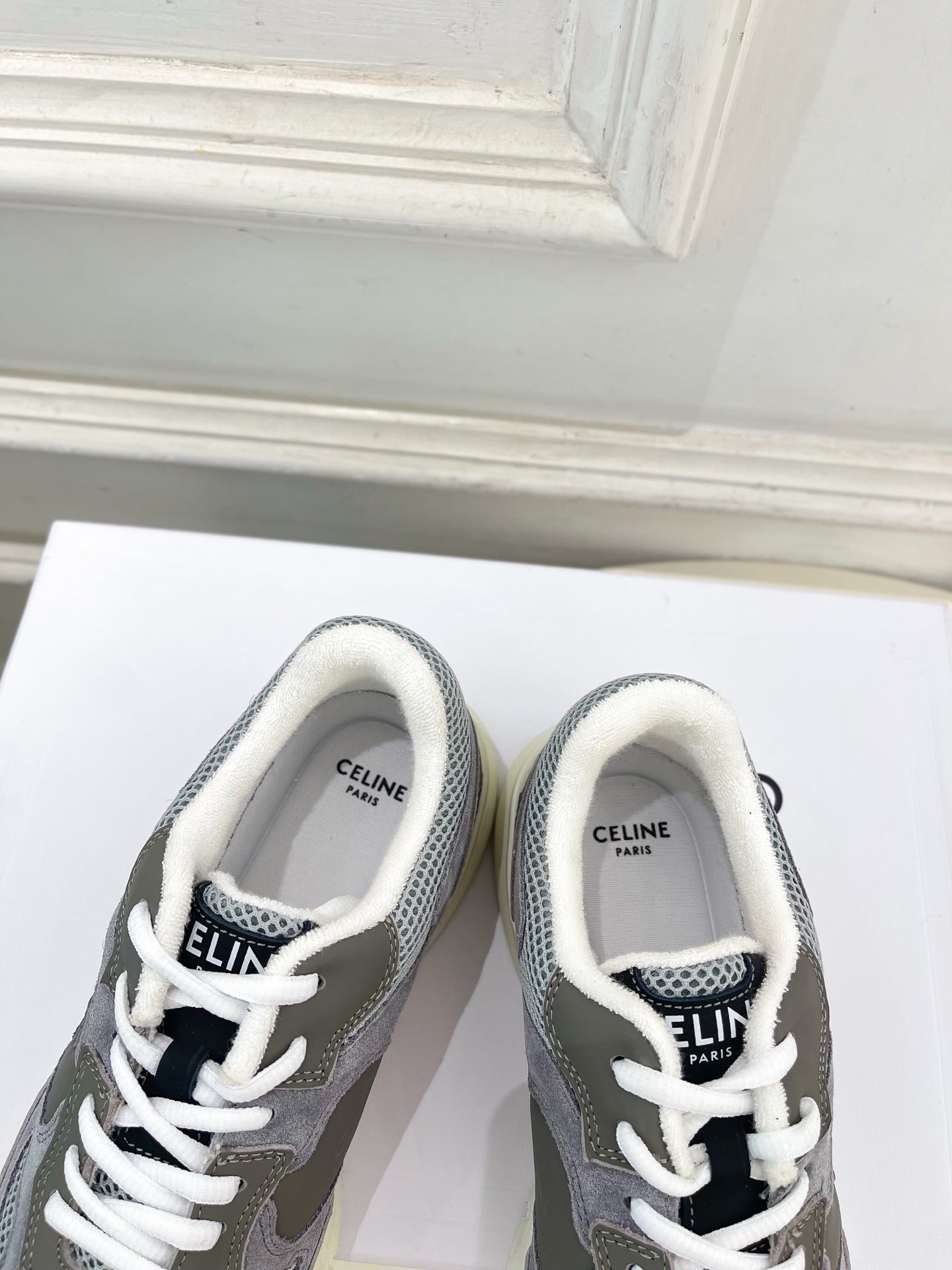Celine 26s Runner Sneaker Grey Mesh Suede 947585