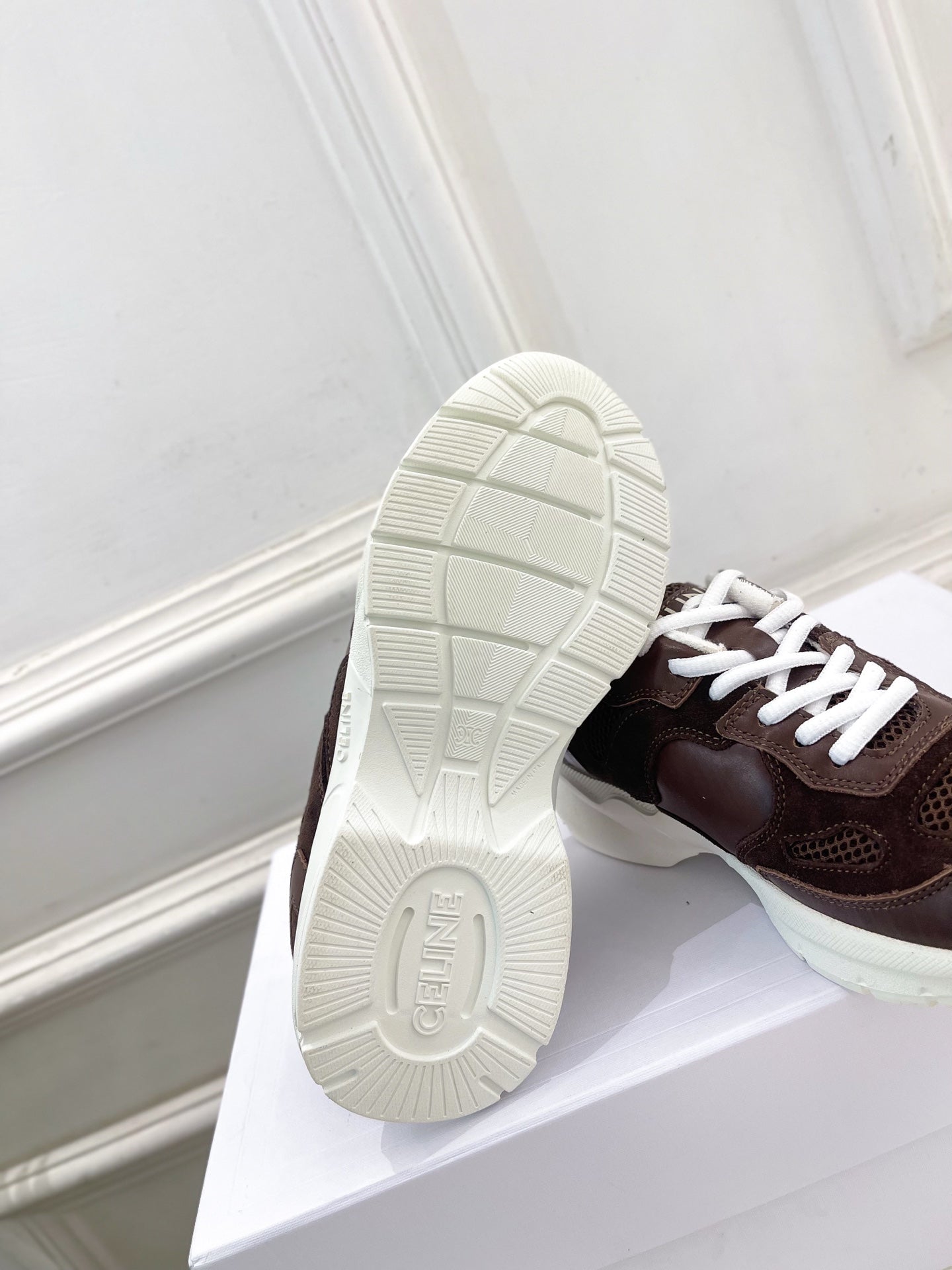 Celine 26s Runner Sneaker Coffee Mesh Suede 947583