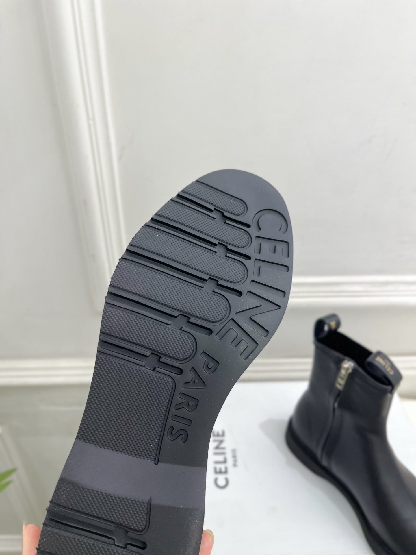 Celine 26s Flow Zipped Ankle Boots Black Leather 947593