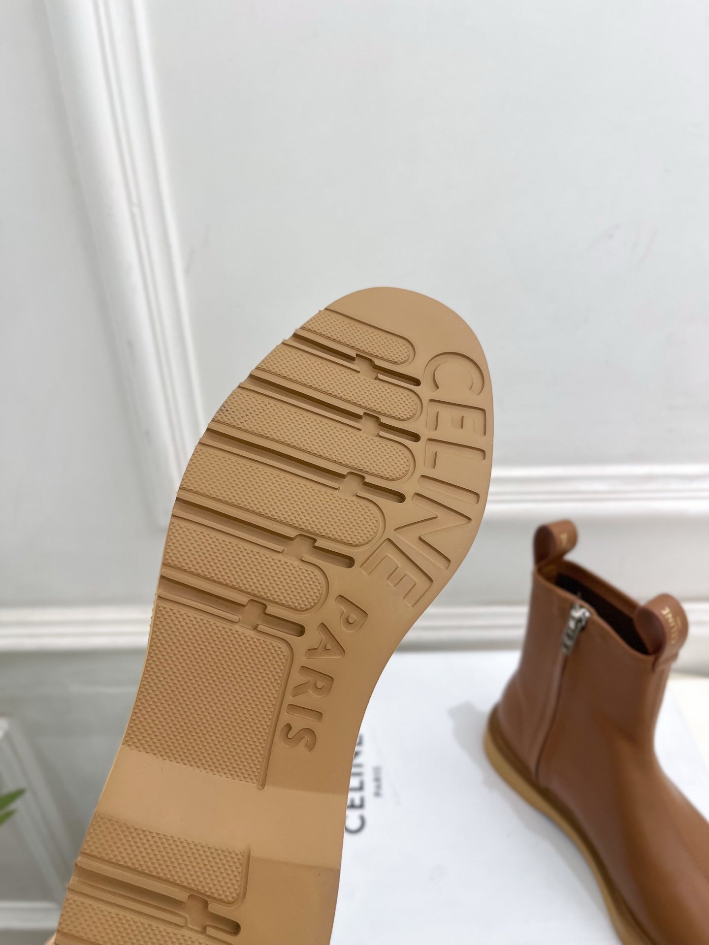 Celine 26s Flow Zipped Ankle Boots Camel Leather 947594