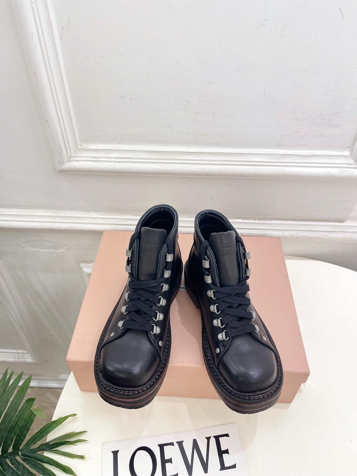 Miu 26s Ankle Boots Black Smooth Leather 112013