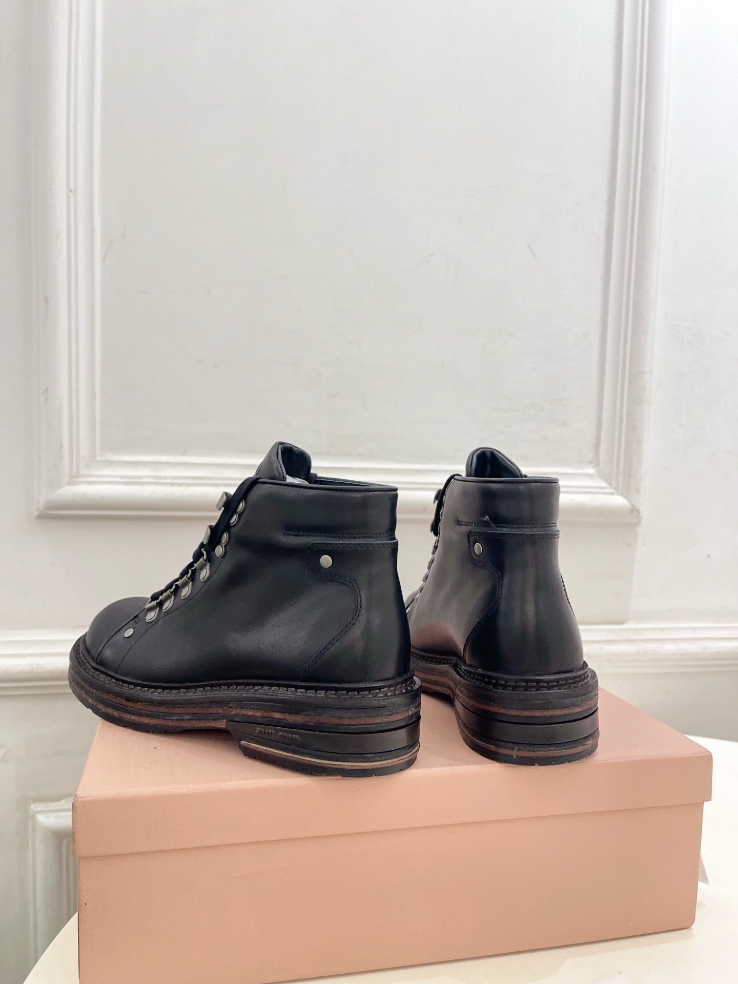 Miu 26s Ankle Boots Black Smooth Leather 112013
