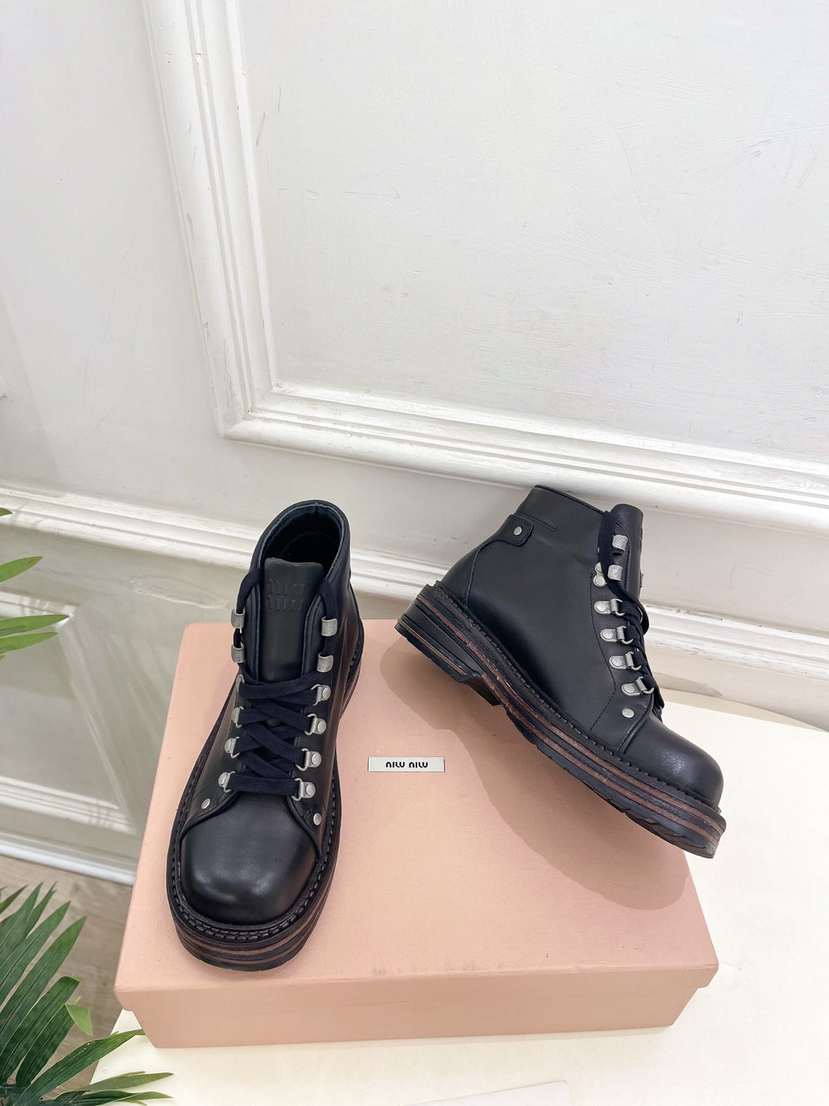 Miu 26s Ankle Boots Black Smooth Leather 112013