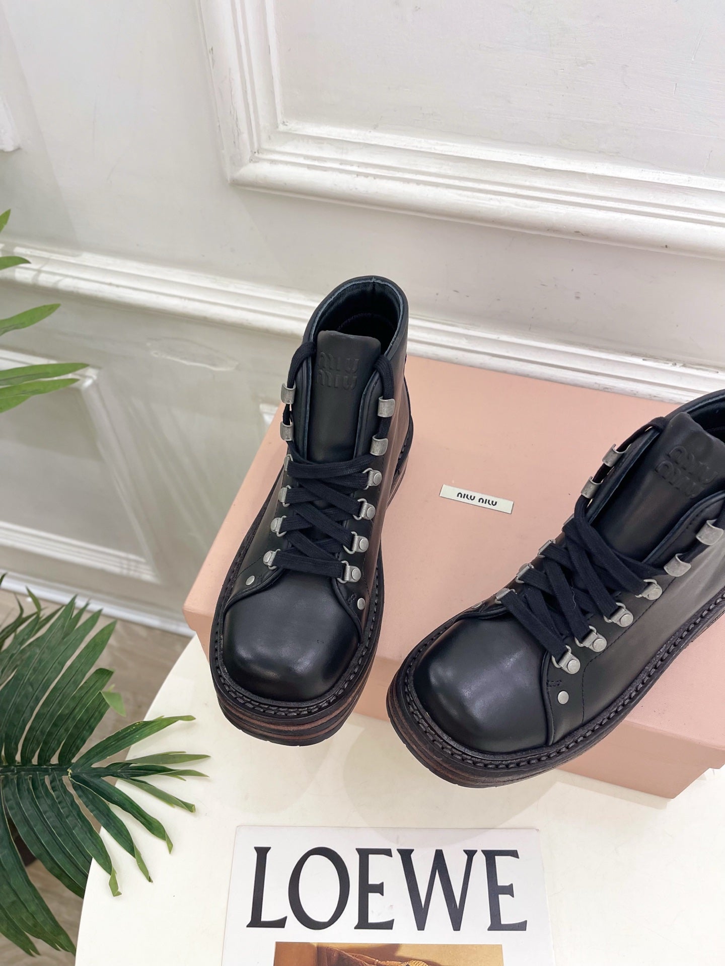 Miu 26s Ankle Boots Black Smooth Leather 112013
