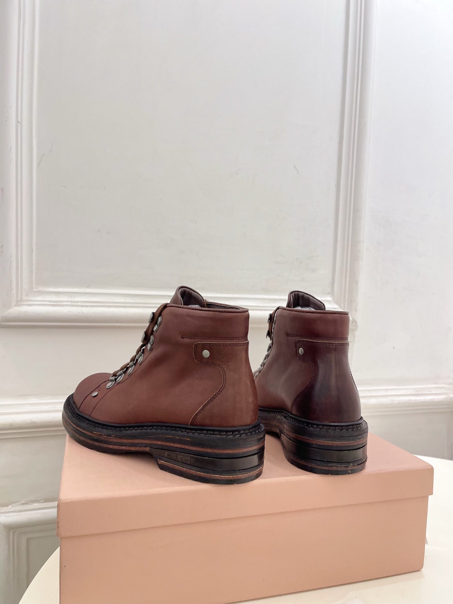 Miu 26s Ankle Boots Brown Smooth Leather 112014