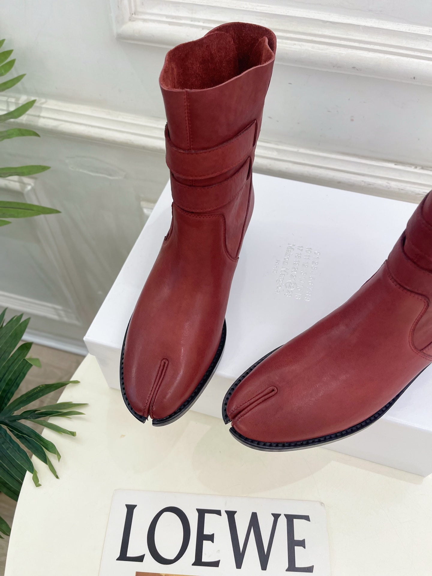 MM Tabi Ankle Boots Burgundy Smooth Leather 112289