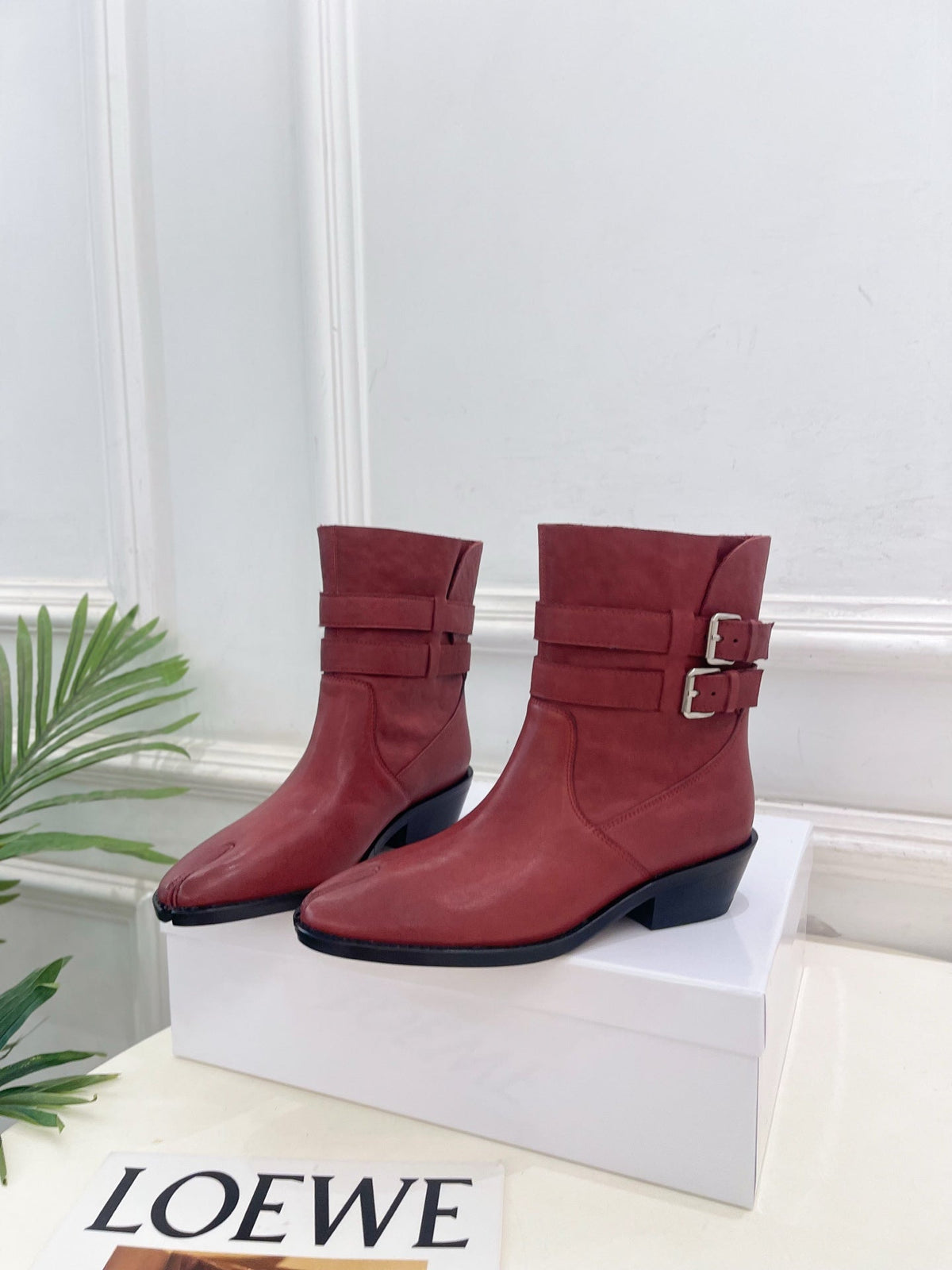 MM Tabi Ankle Boots Burgundy Smooth Leather 112289