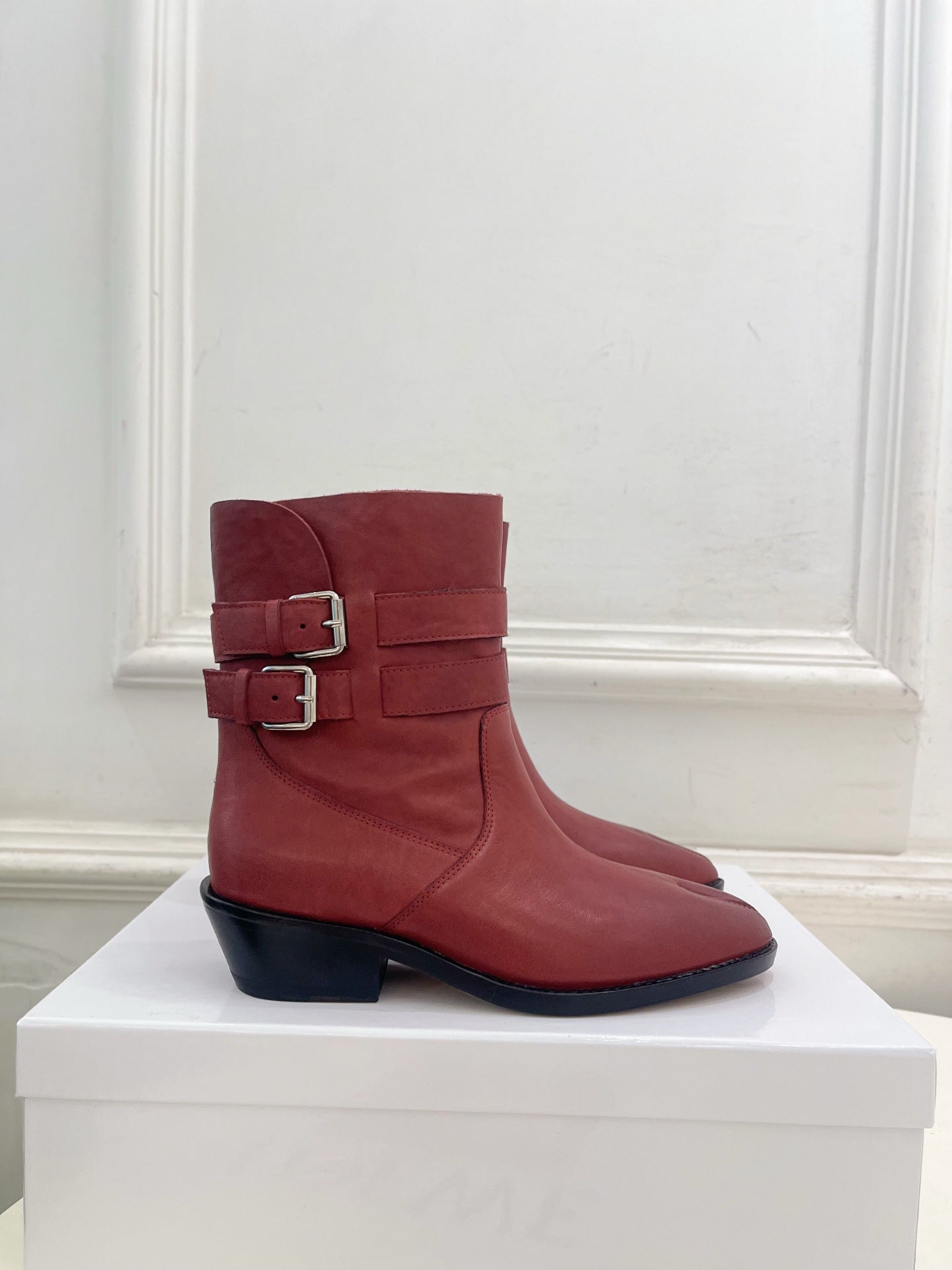 MM Tabi Ankle Boots Burgundy Smooth Leather 112289