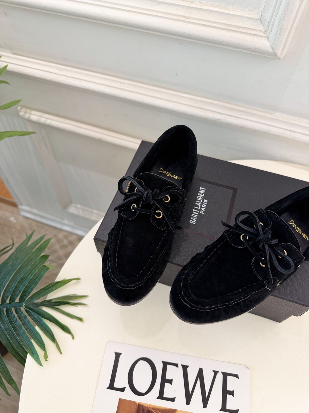 YSL Le Loafer Bateau Boat Shoes Black Suede 112327