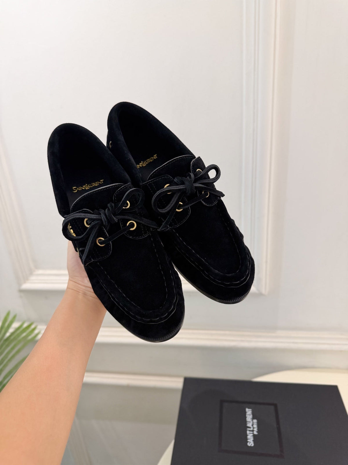 YSL Le Loafer Bateau Boat Shoes Black Suede 112327